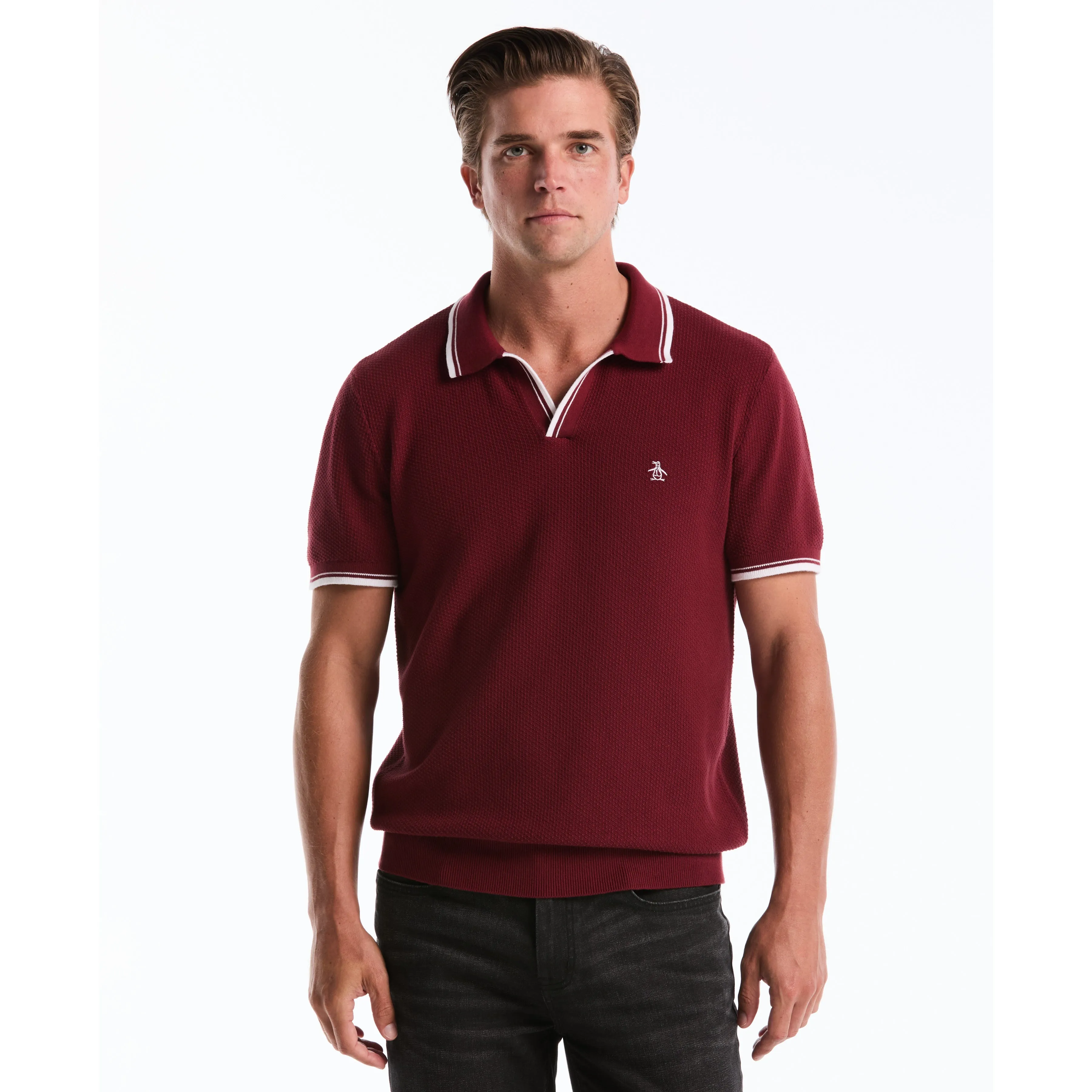 Textured Johnny Collar Sweater Polo sold by Original Penguin