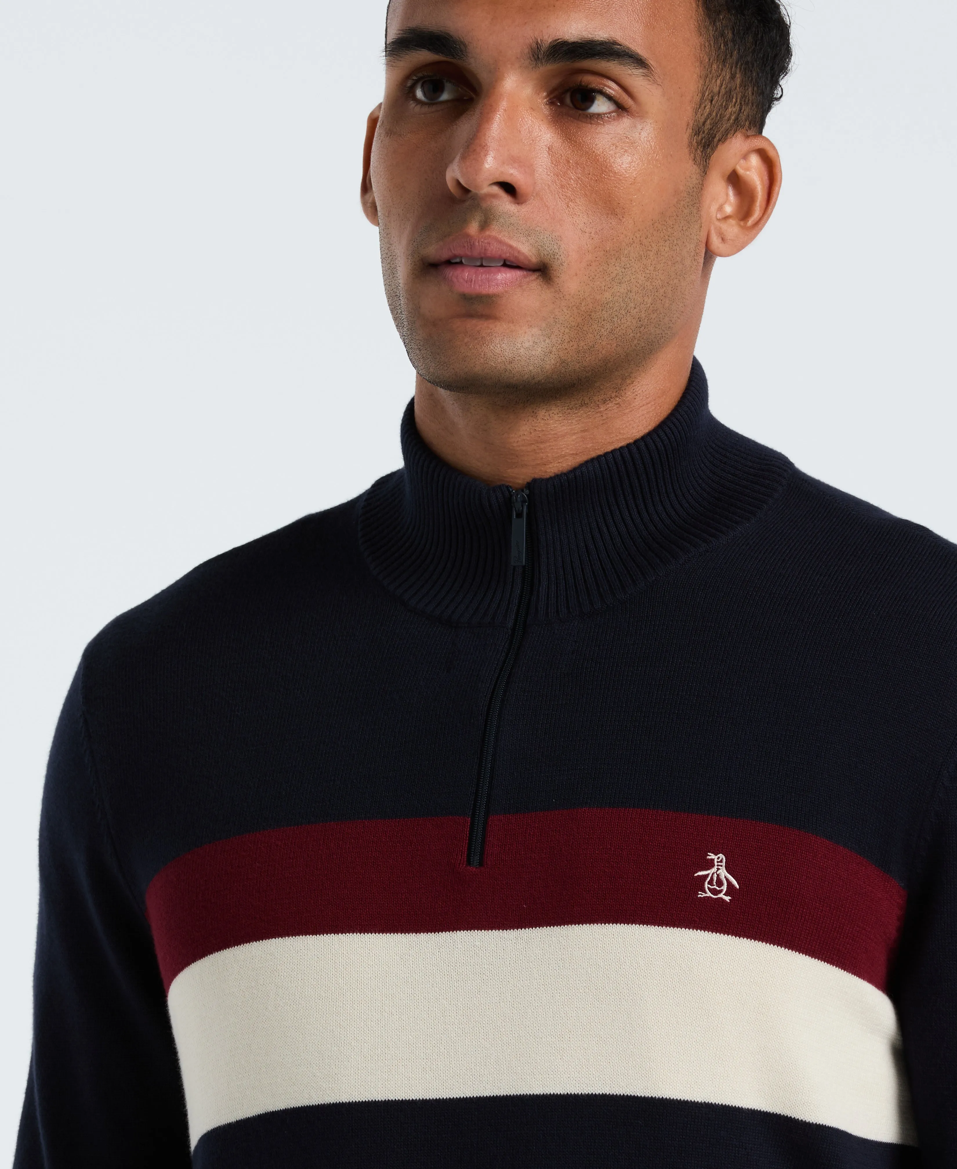 Colorblock Quarter Zip Sweater sold by Original Penguin