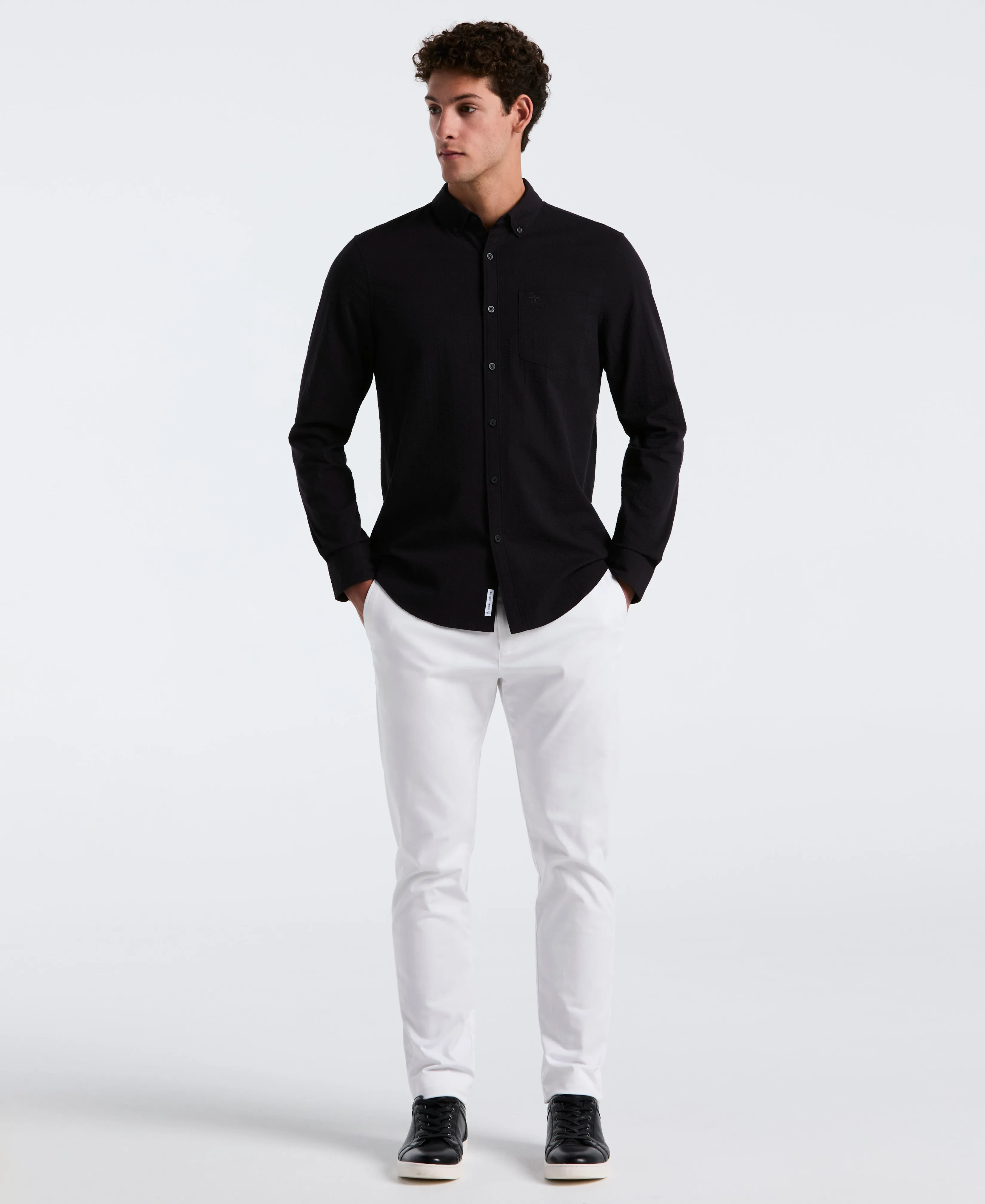 Seersucker Solid Long Sleeve Shirt sold by Original Penguin product image thumbnail 4