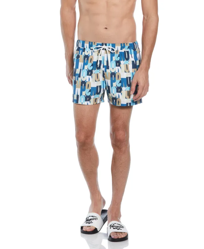 4" All-Over Multi Color Logo Swim Short sold by Original Penguin
