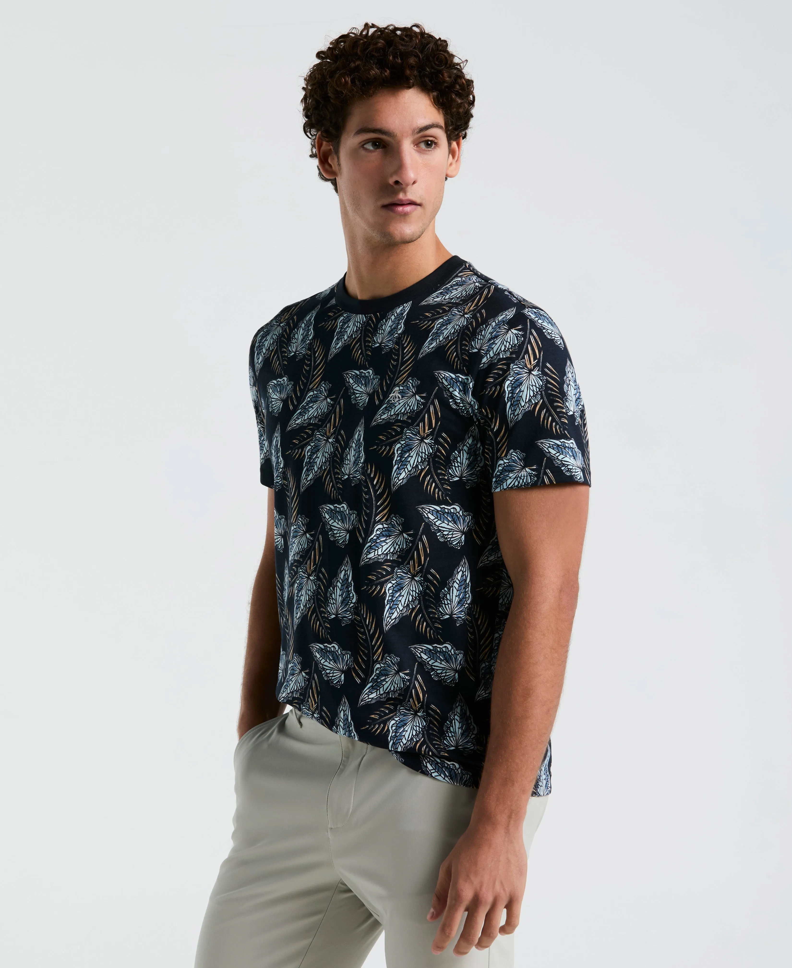 All-Over Leaves Print Jersey Tee sold by Original Penguin