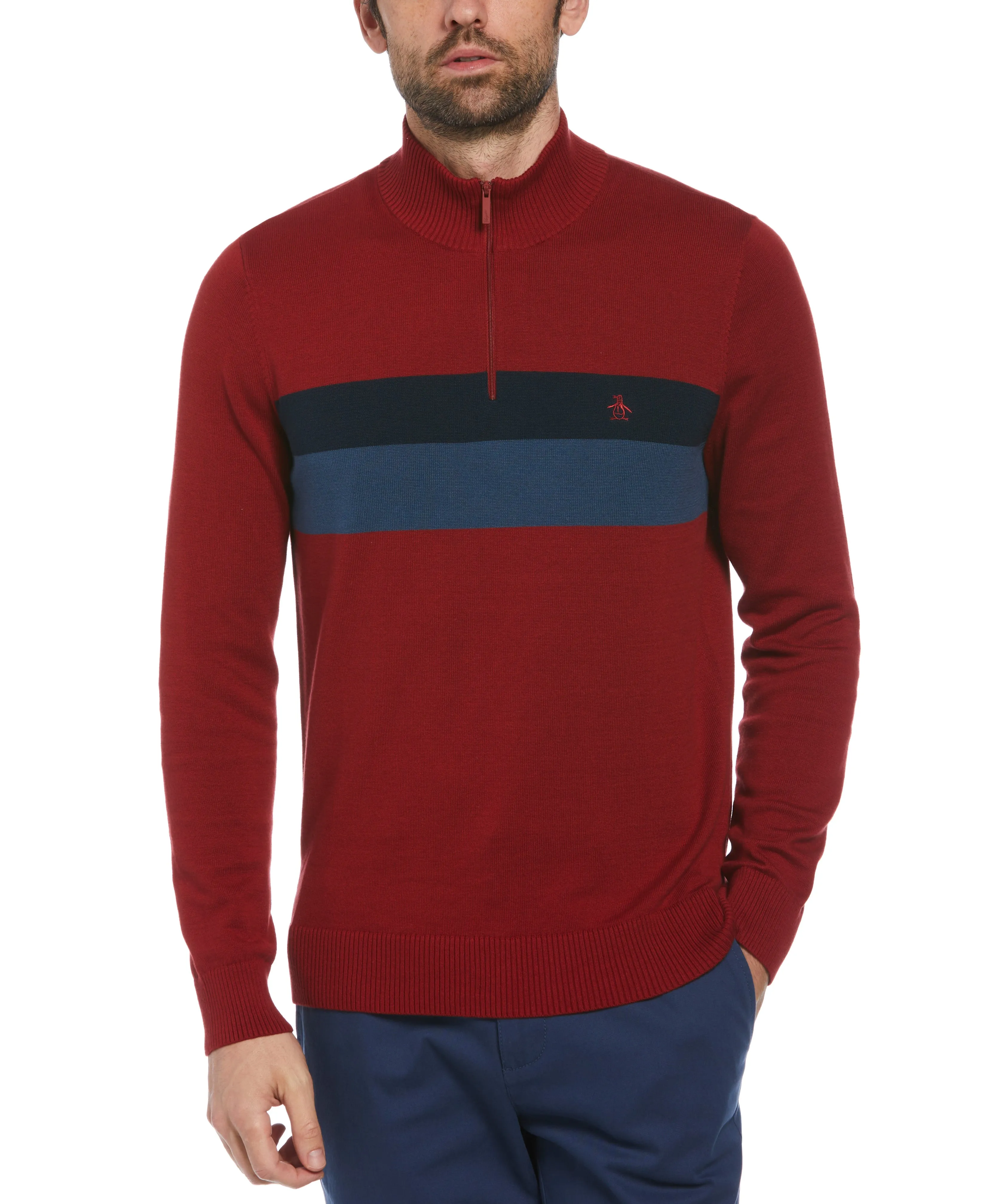 Color Block Quarter Zip Sweater sold by Original Penguin