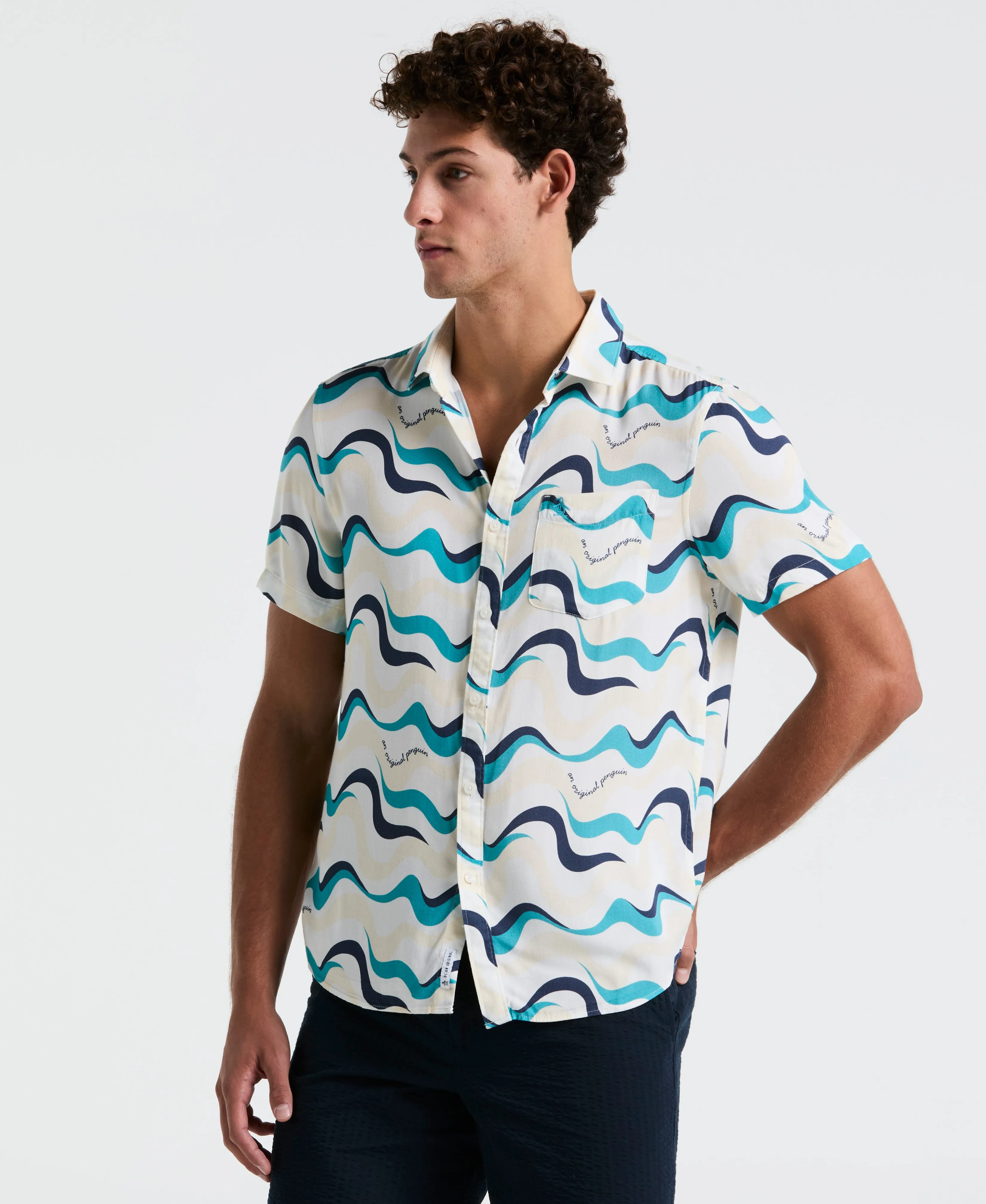 All-Over Multiwave Print Shirt sold by Original Penguin