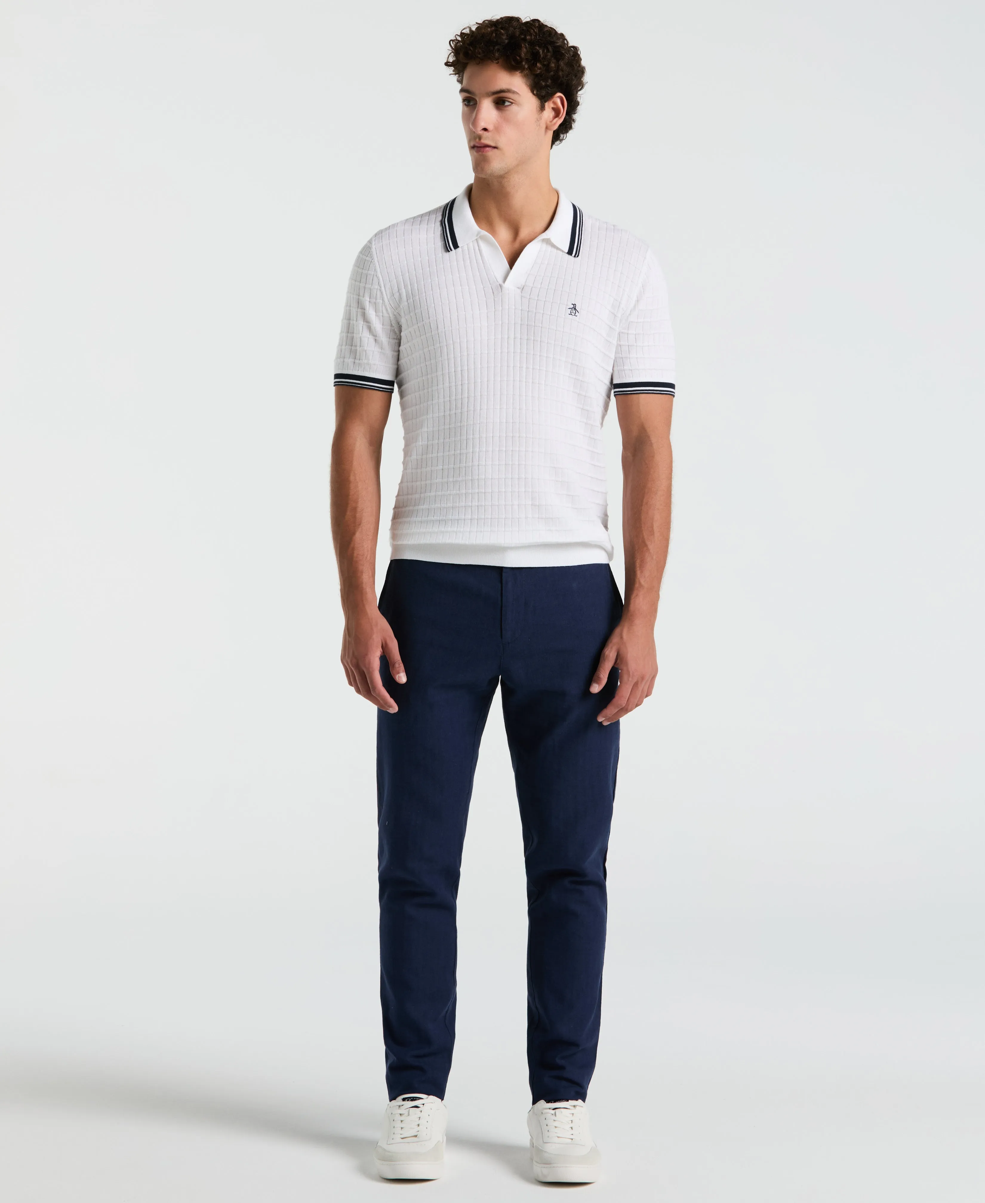 Grid Knit Johnny Collar Sweater Polo sold by Original Penguin product image thumbnail 4