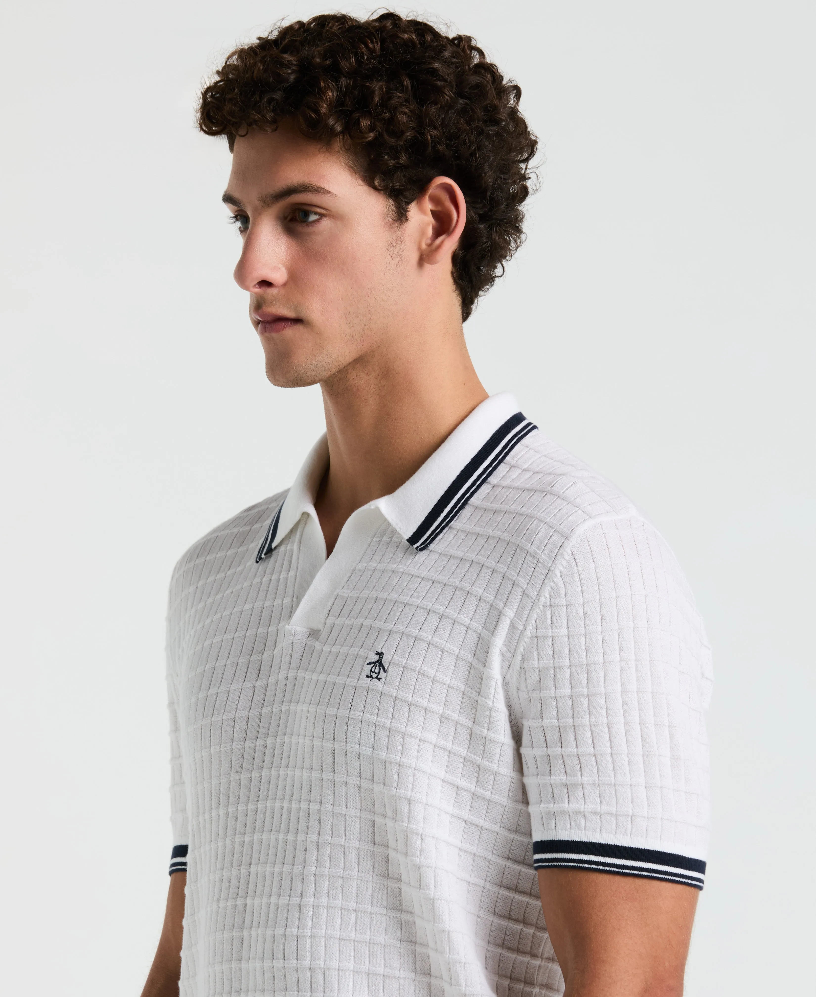 Grid Knit Johnny Collar Sweater Polo sold by Original Penguin product image thumbnail 2