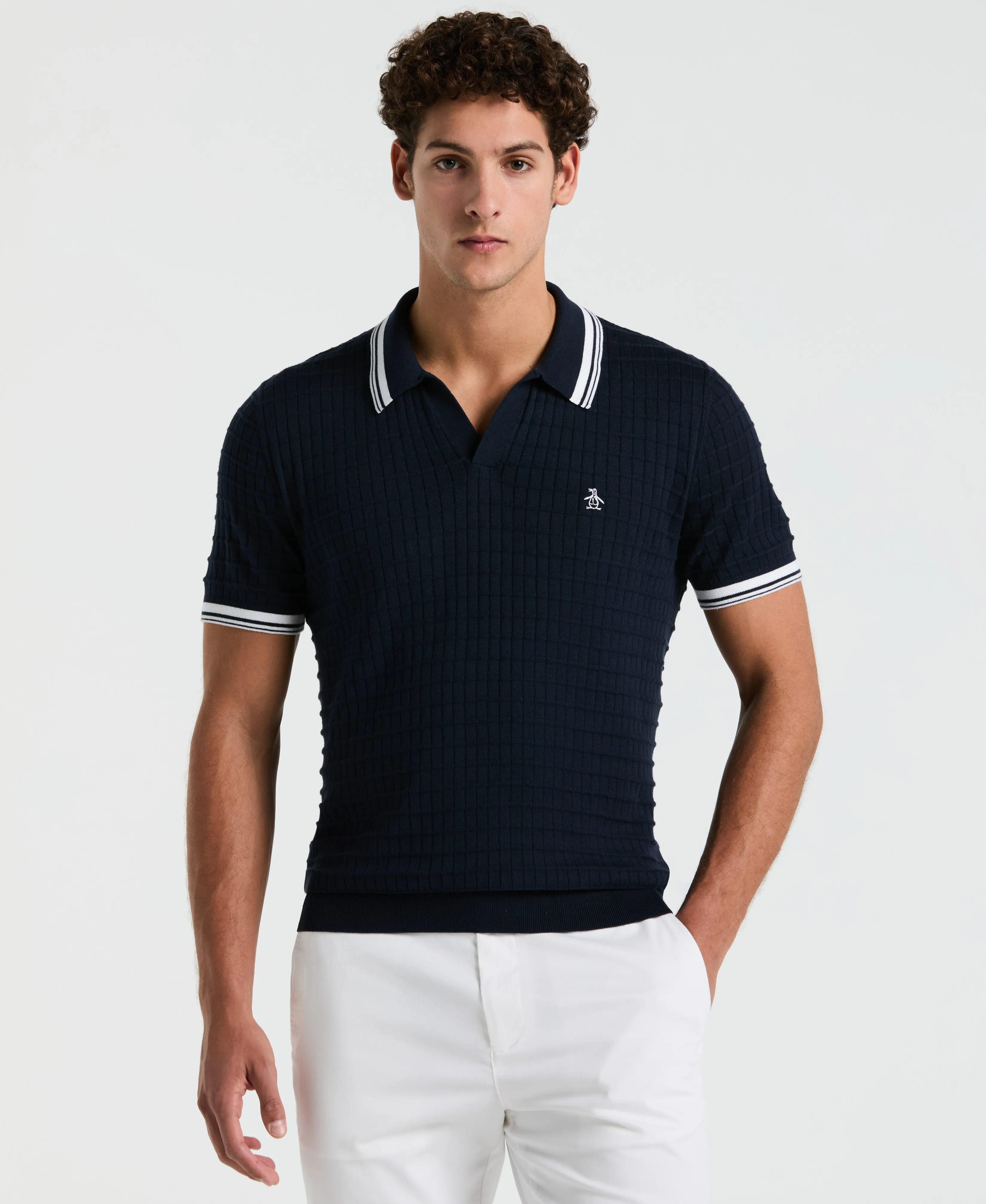 Grid Knit Johnny Collar Sweater Polo sold by Original Penguin product image thumbnail 5