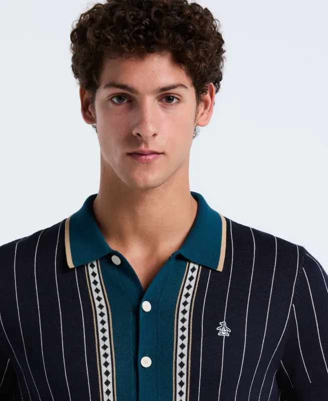 Stripe Button-Down Sweater Polo sold by Original Penguin