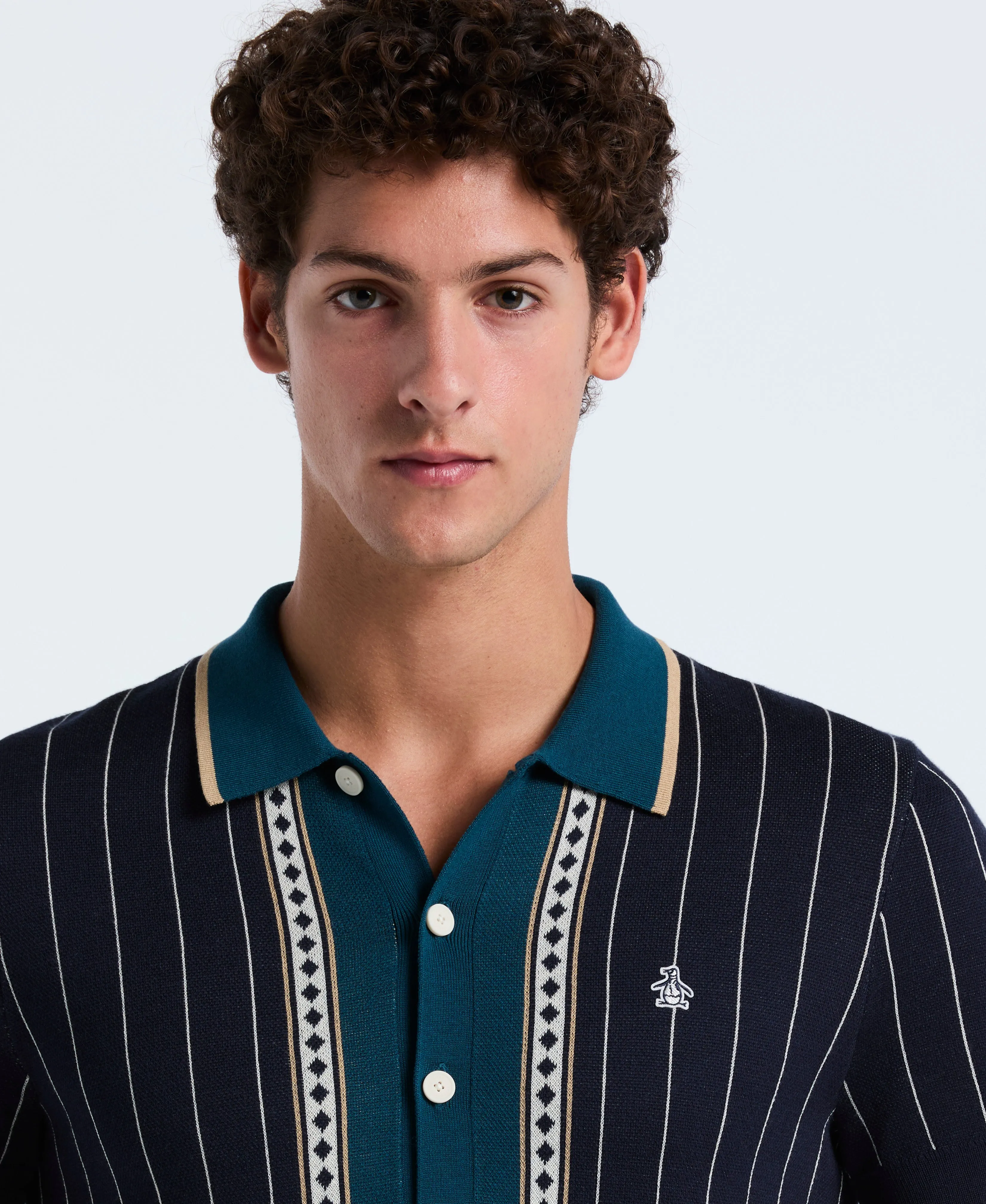 Stripe Button-Down Sweater Polo sold by Original Penguin