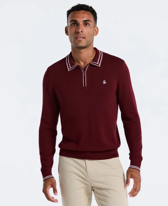Tipped Quarter Zip Sweater Polo sold by Original Penguin