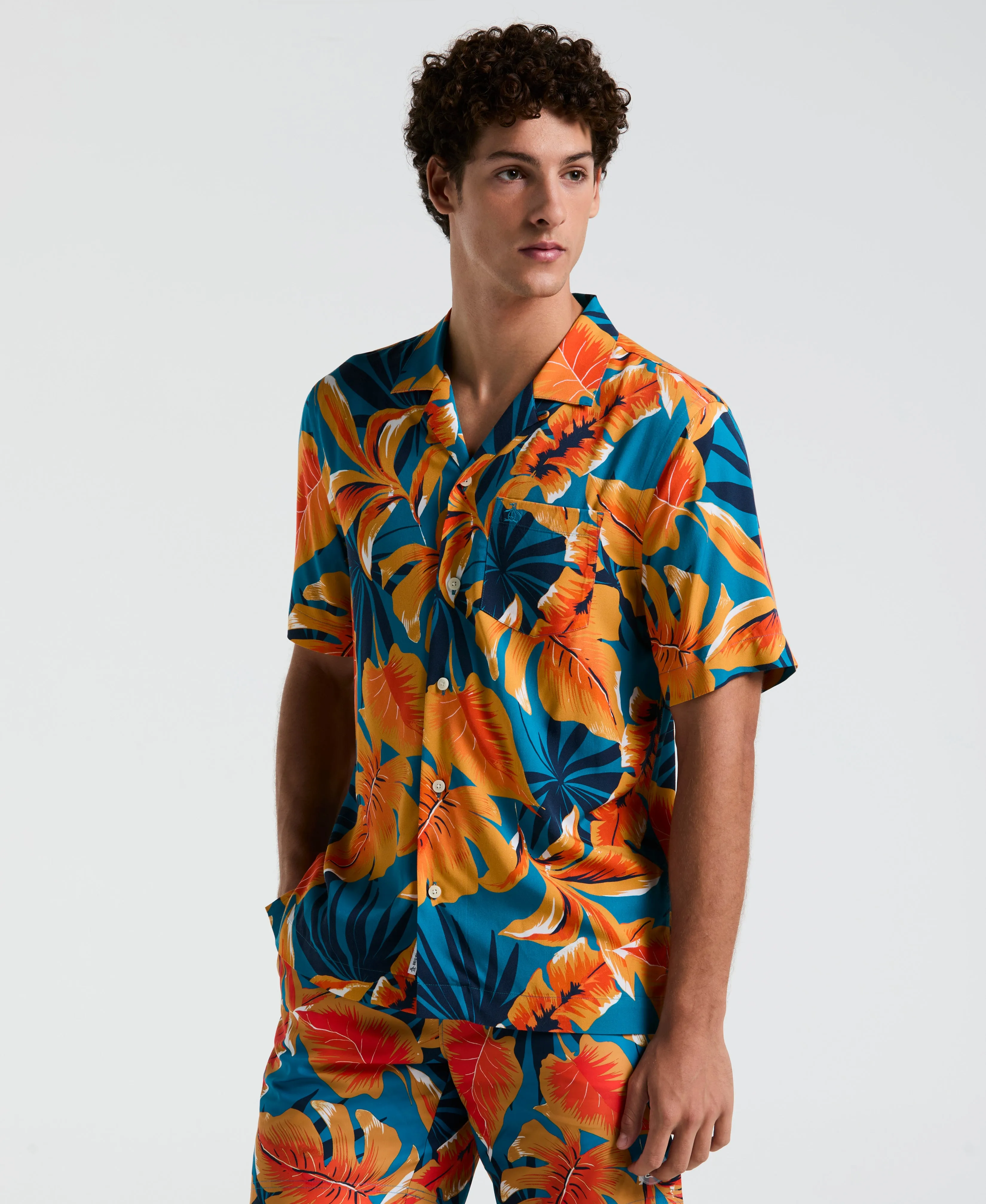 EcoVero™ Tropical Leaf Print Shirt sold by Original Penguin product image thumbnail 4