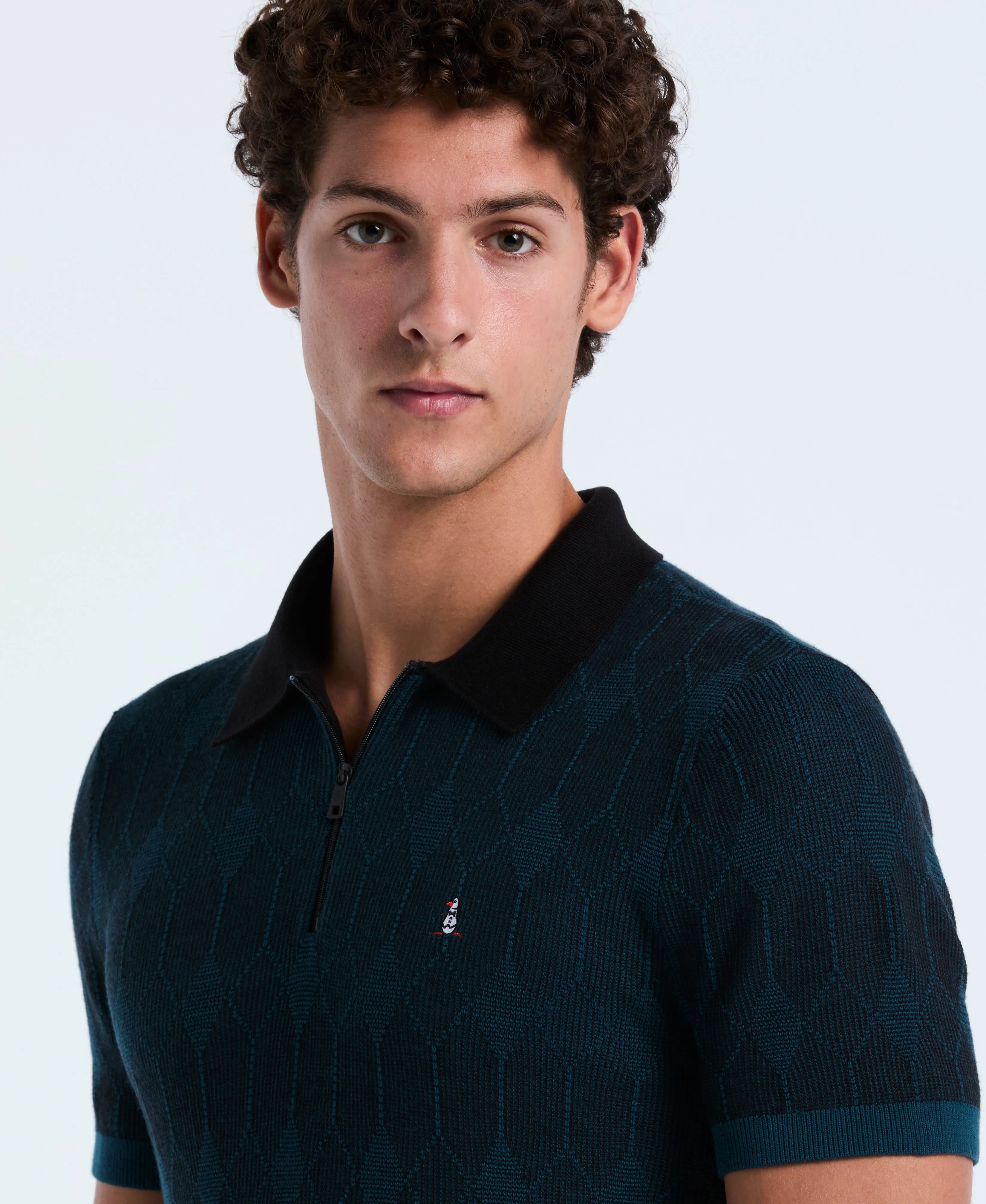 Quarter Zip Jacquard Sweater Polo sold by Original Penguin