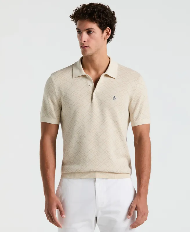 Jacquard Geometric Sweater Polo sold by Original Penguin