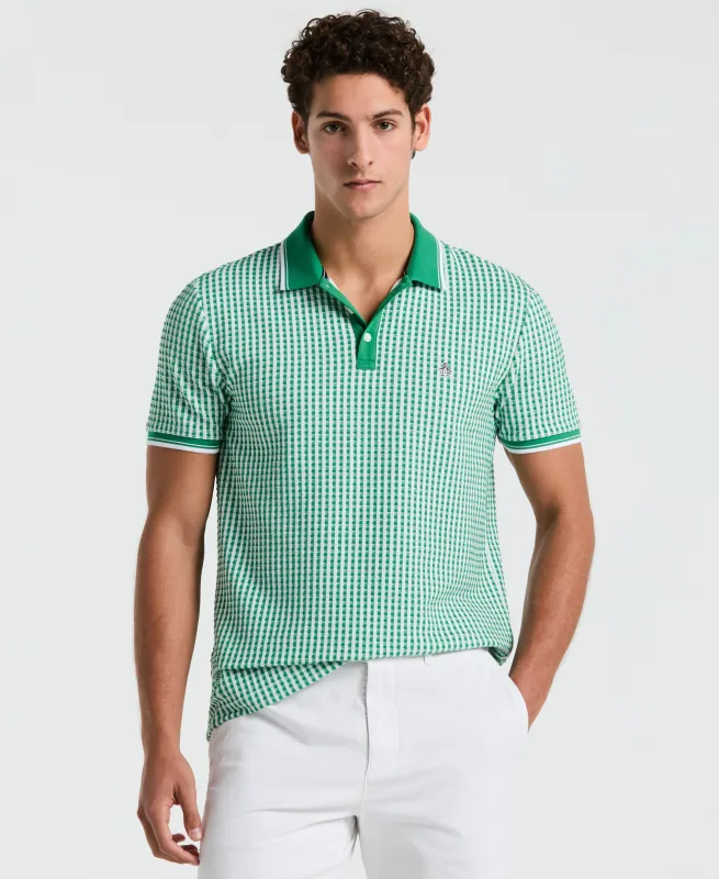 Jacquard All-Over Contrast Check Polo sold by Original Penguin