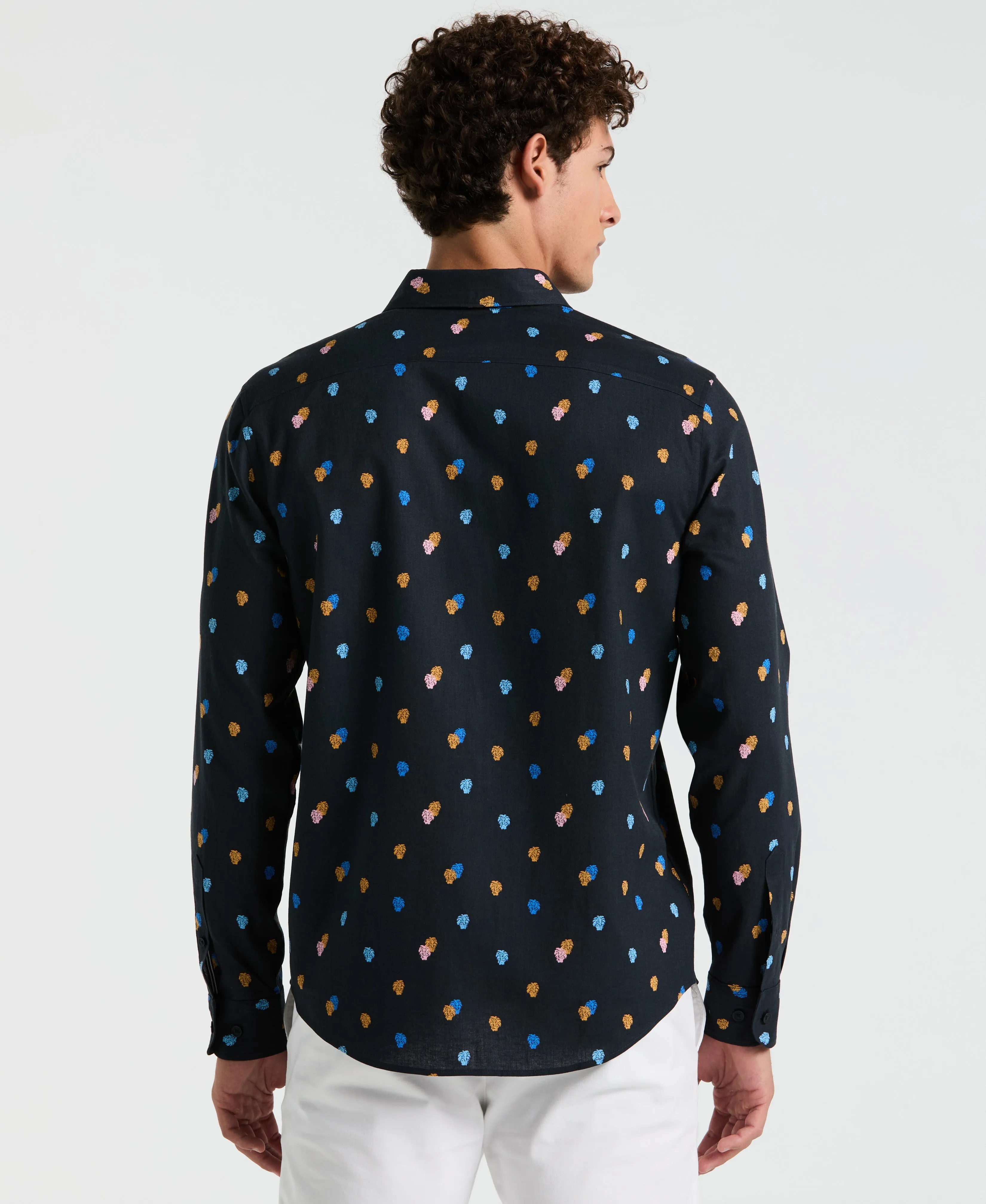 Linen Blend Mini Monstera Print Shirt sold by Original Penguin product image thumbnail 4