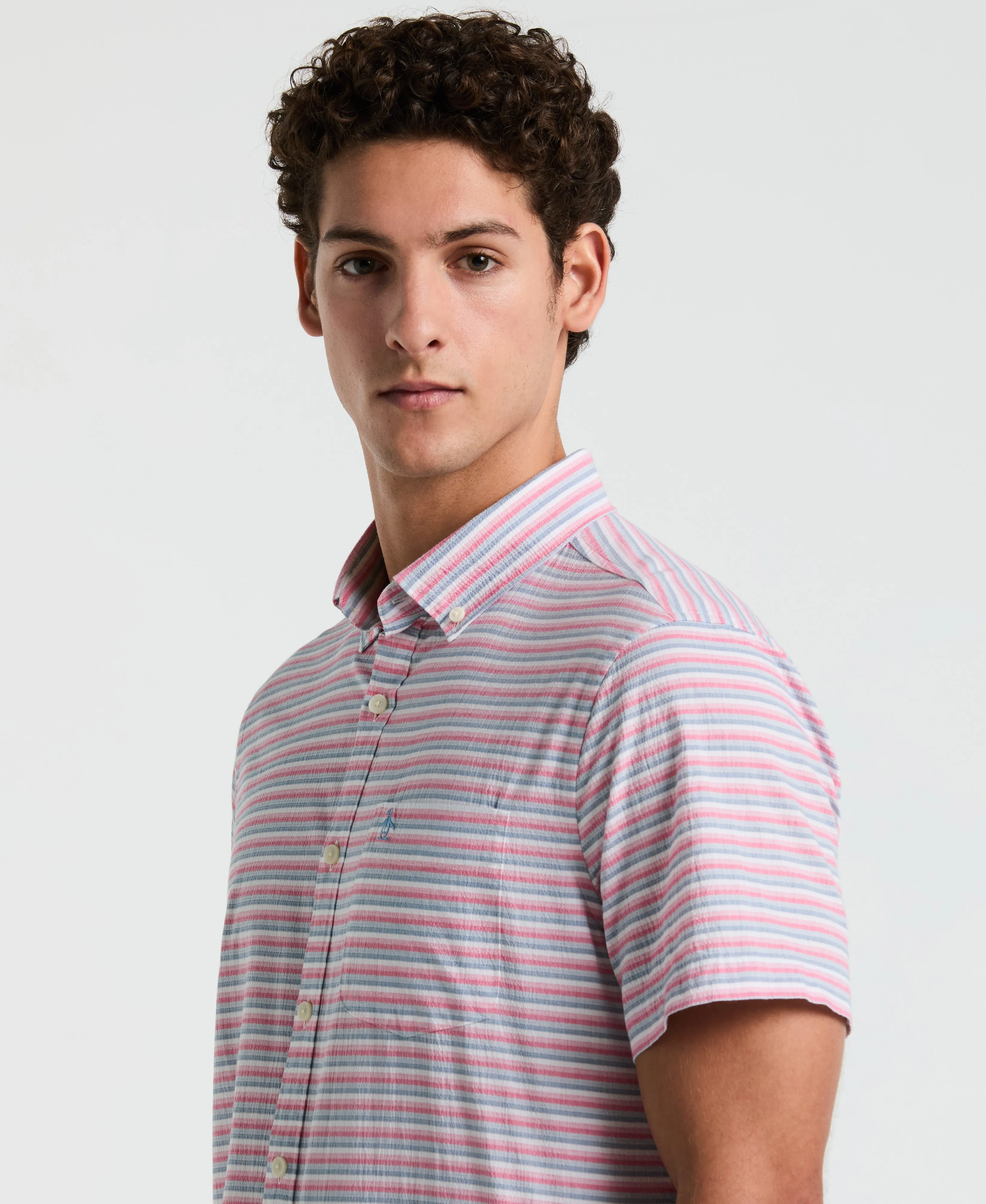 Cotton Crinkle Yarn Stripe Shirt sold by Original Penguin product image thumbnail 4