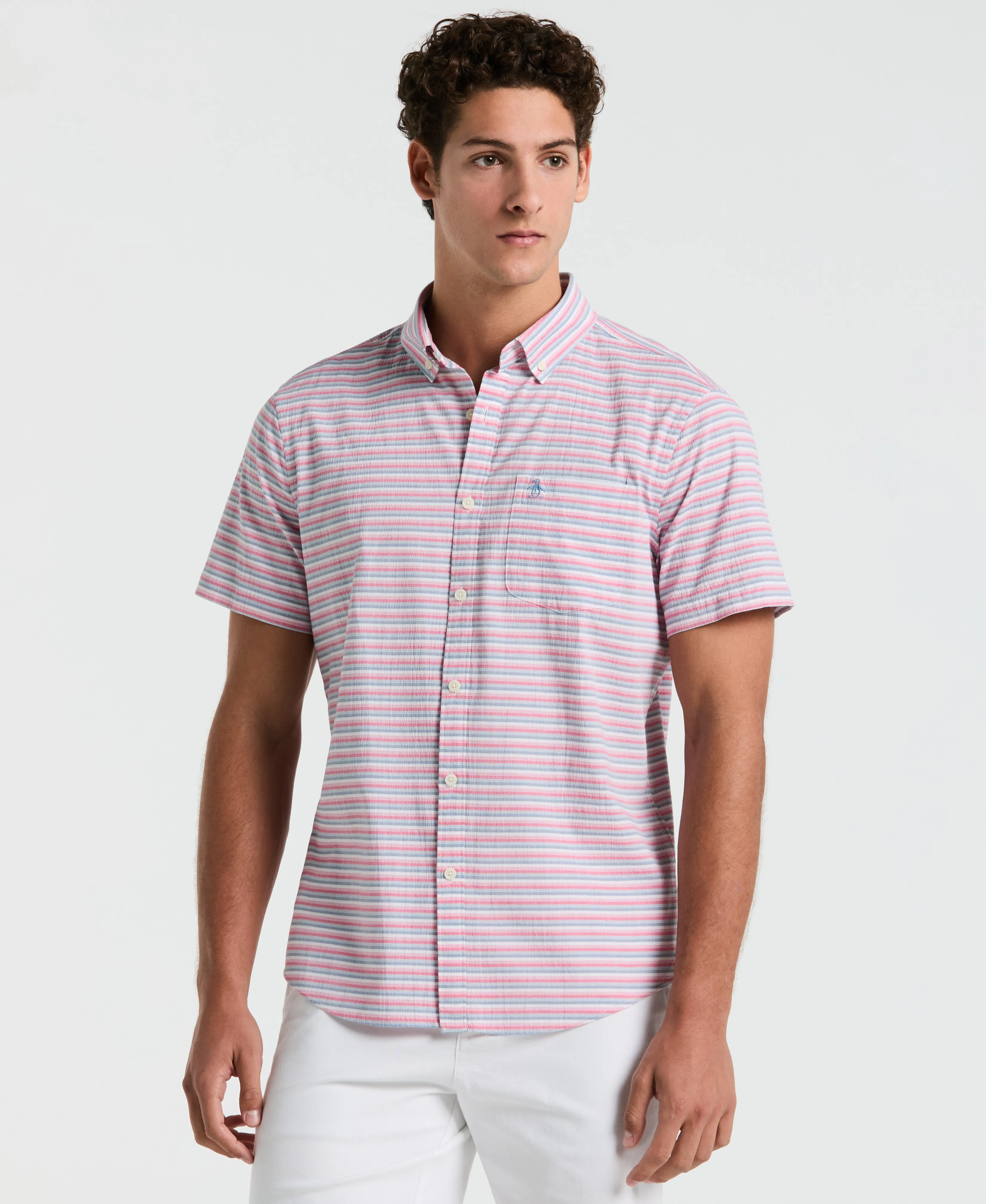 Cotton Crinkle Yarn Stripe Shirt sold by Original Penguin