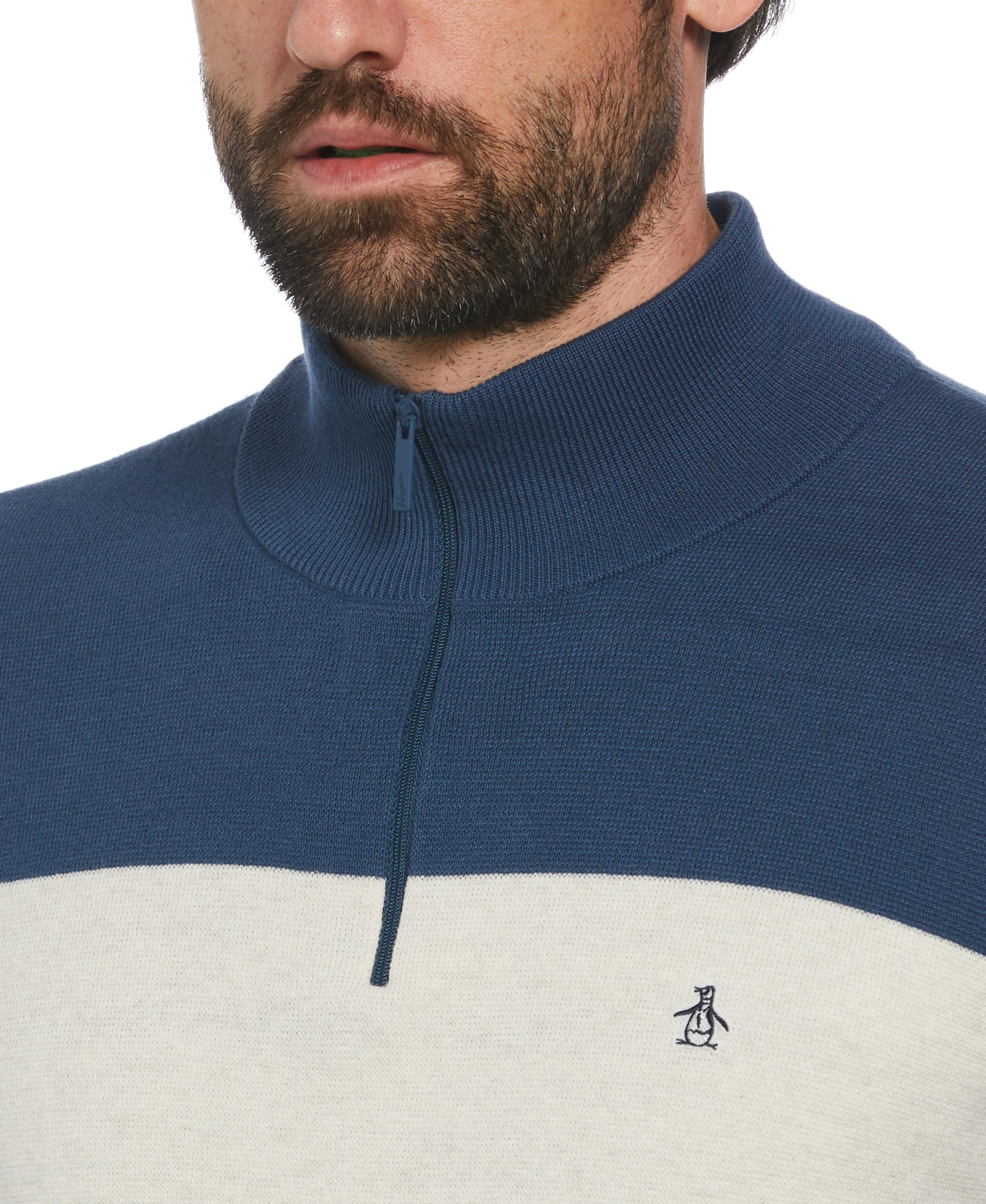 Chest Stripe Quarter Zip Sweater sold by Original Penguin product image thumbnail 4