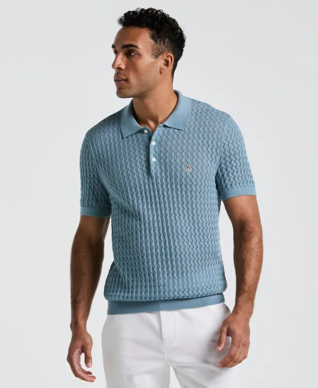 Drop Needle Textured Sweater Polo sold by Original Penguin