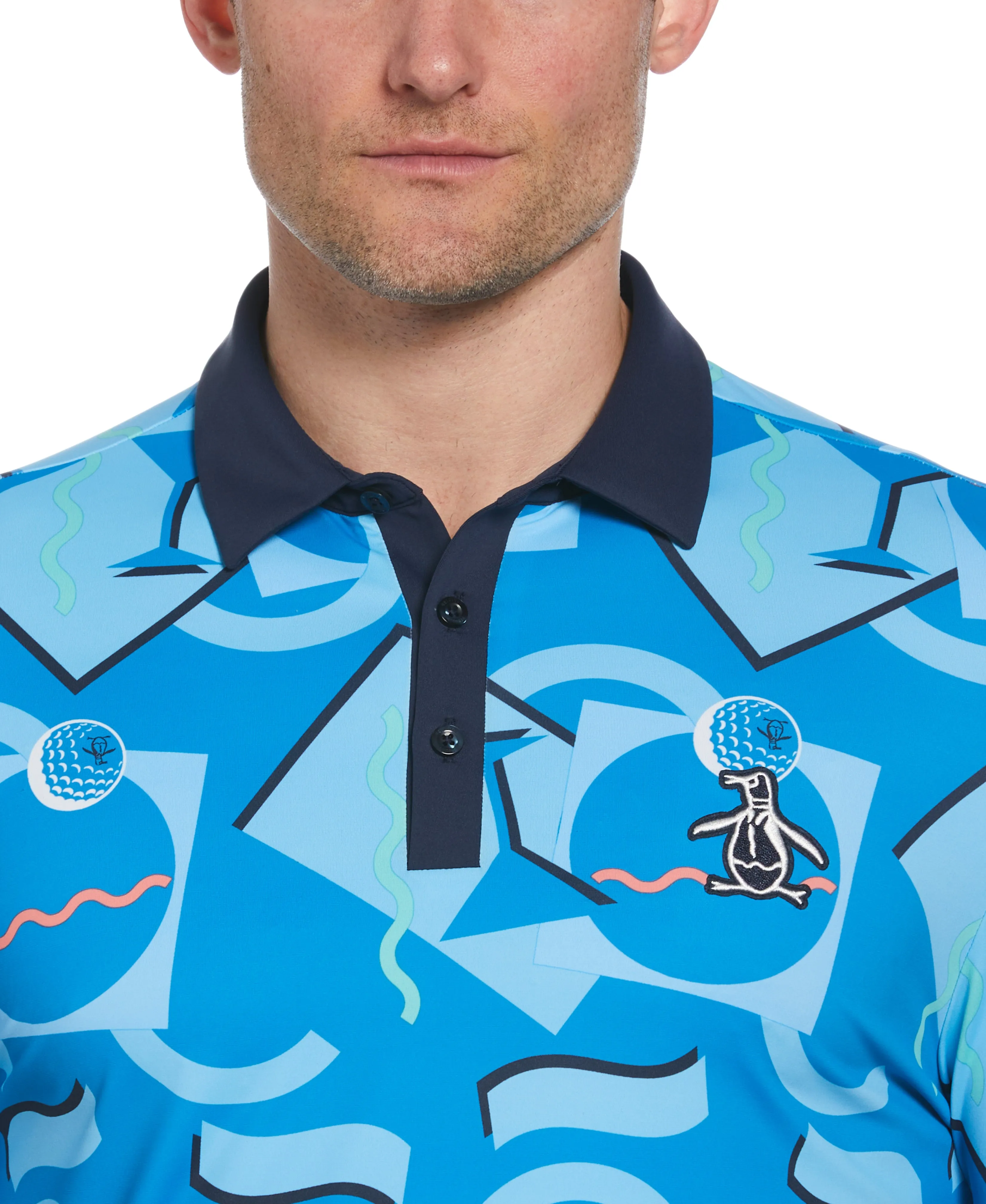 Abstract 80's Print Golf Polo sold by Original Penguin