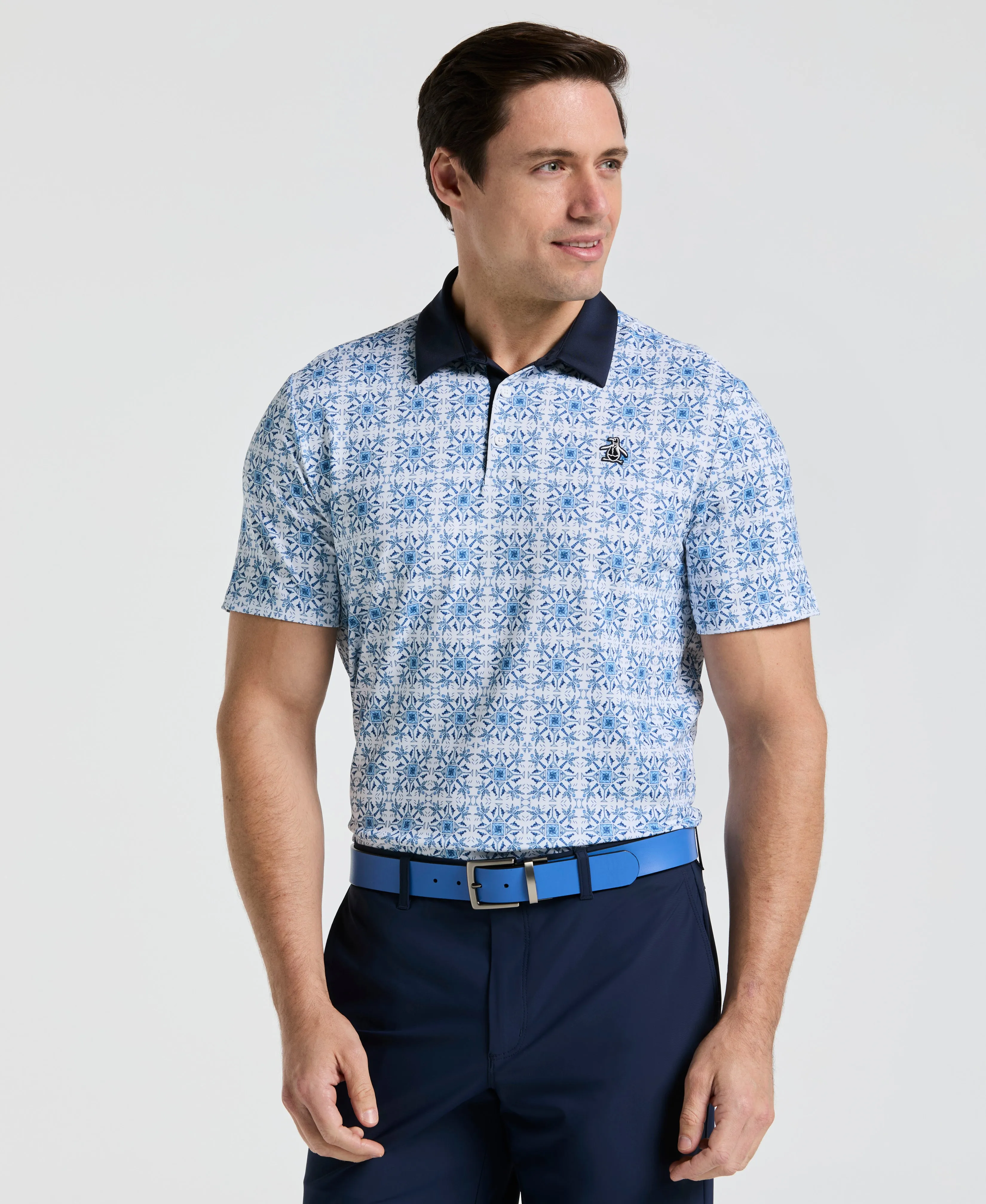 All-Over Cocktail Windowpane Printed Golf Polo sold by Original Penguin product image thumbnail 4