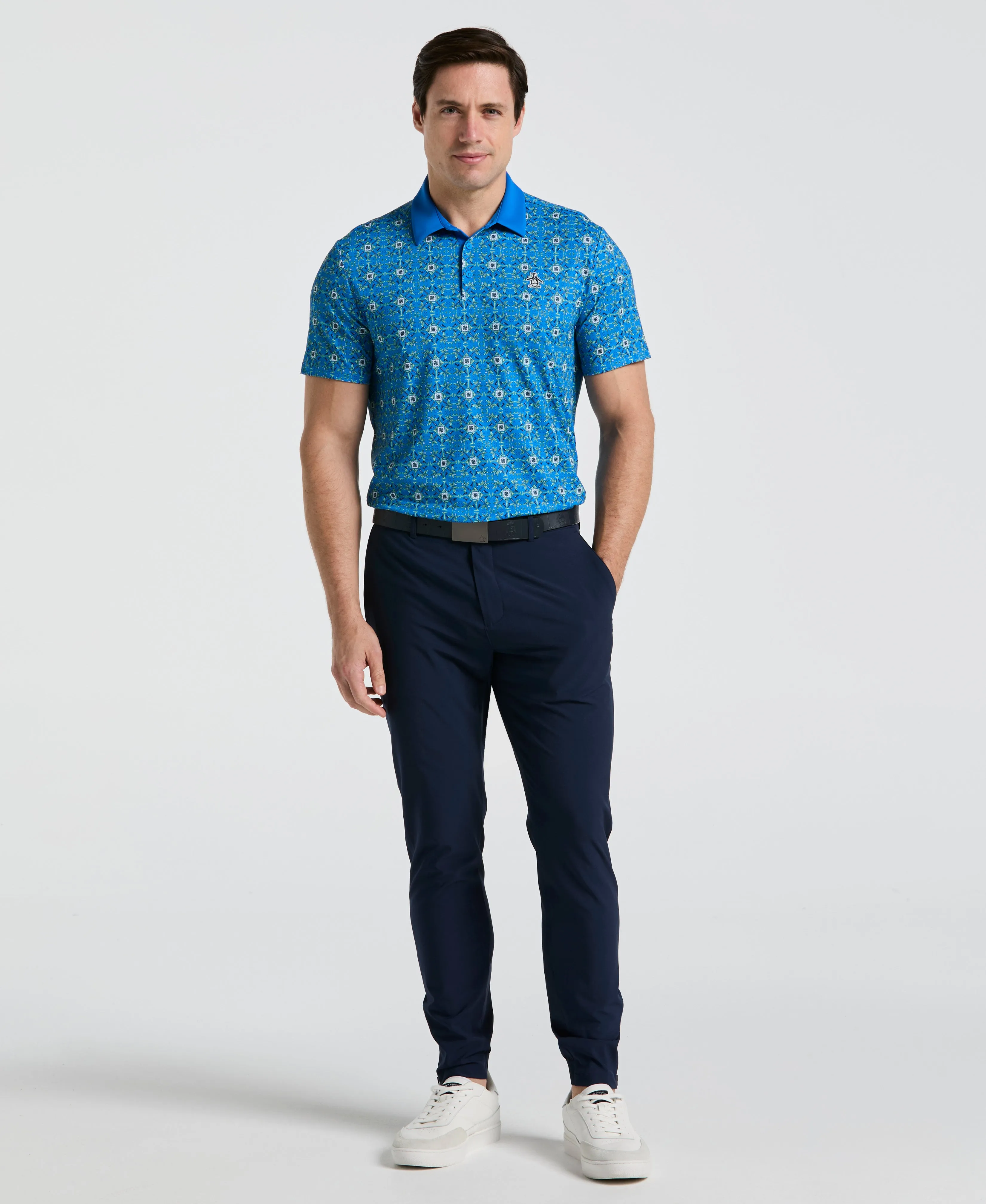 All-Over Cocktail Windowpane Printed Golf Polo sold by Original Penguin