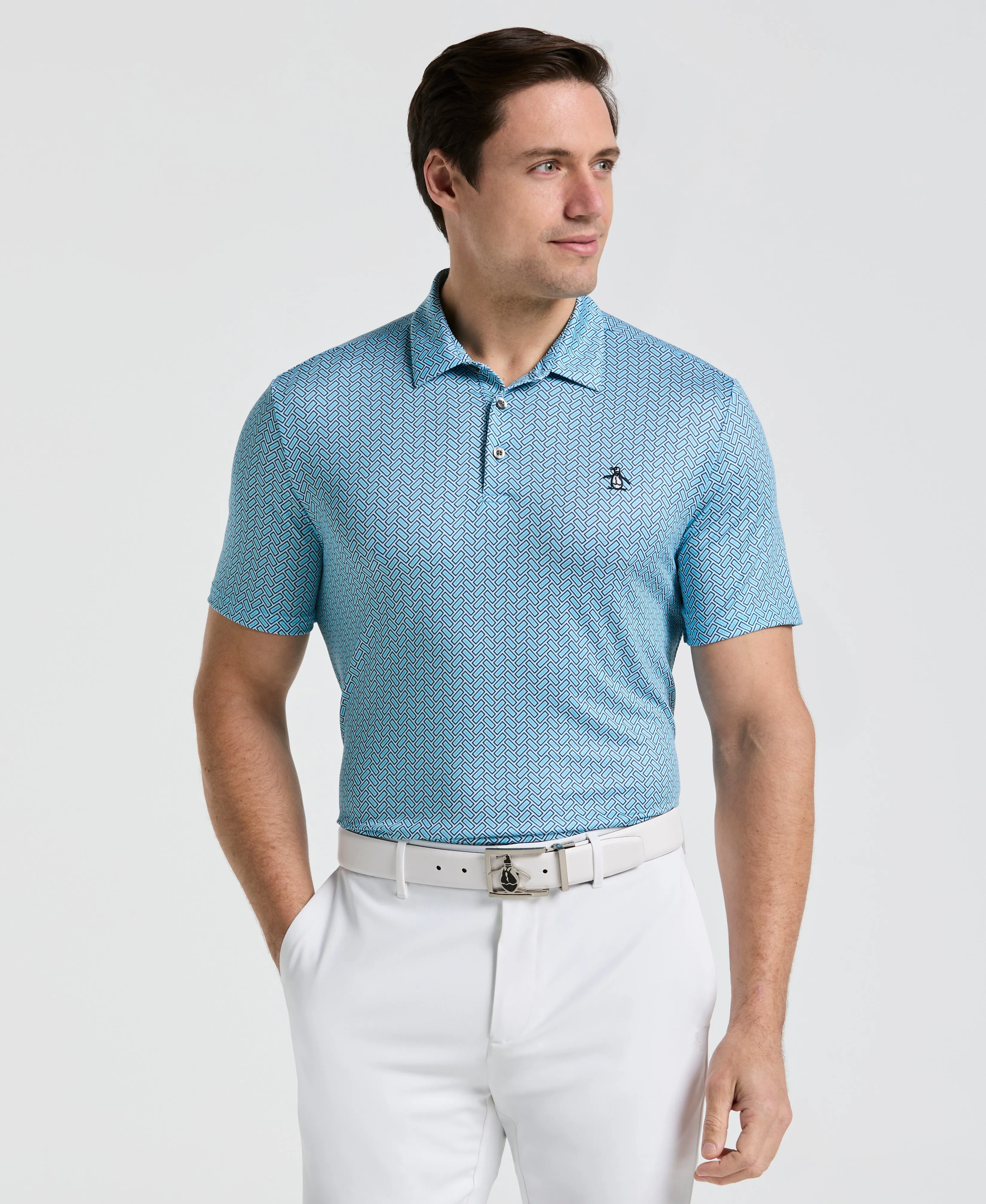 Heritage Herringbone Print Golf Polo sold by Original Penguin