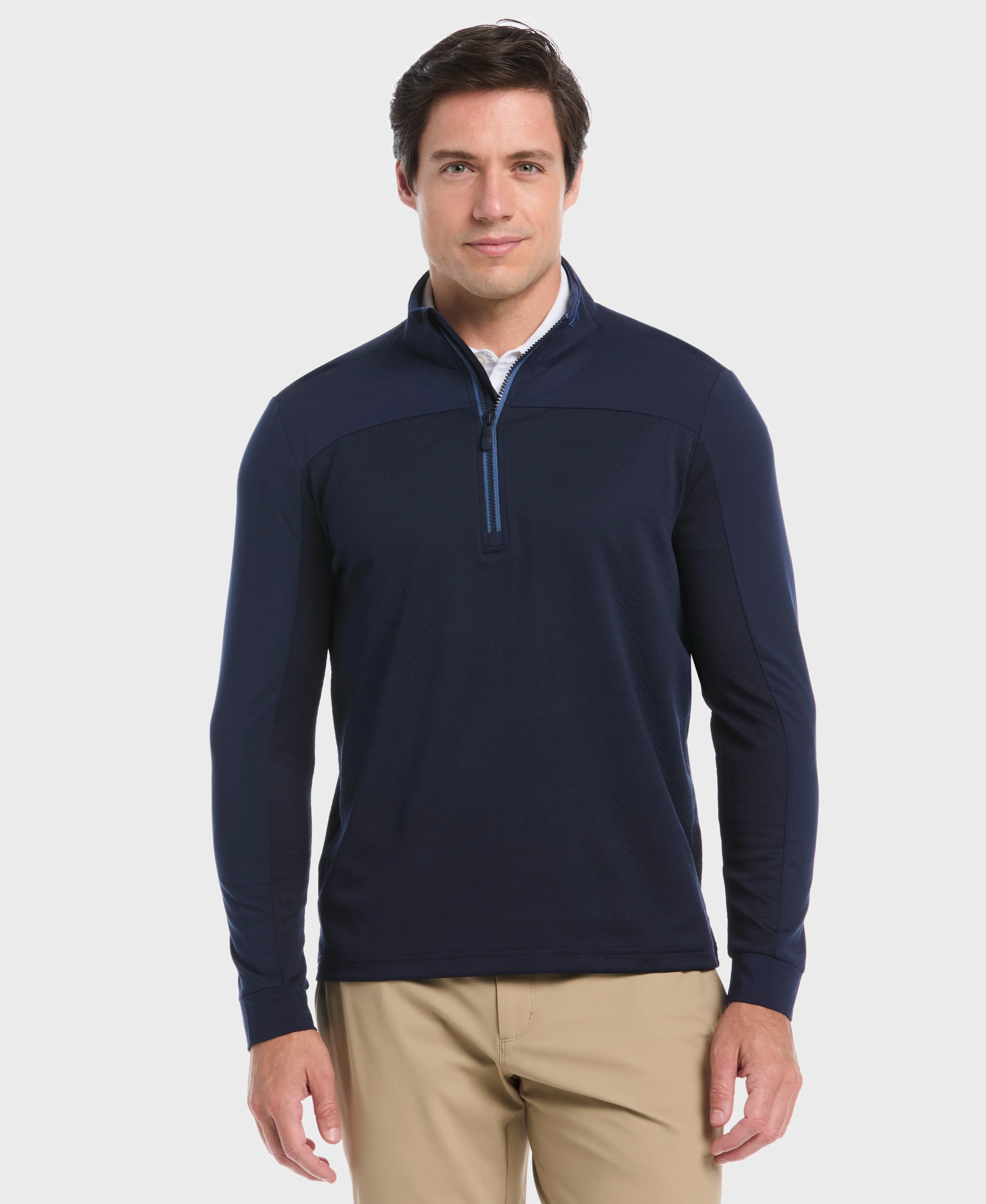 Mixed Media Quarter Zip Pull-Over sold by Original Penguin