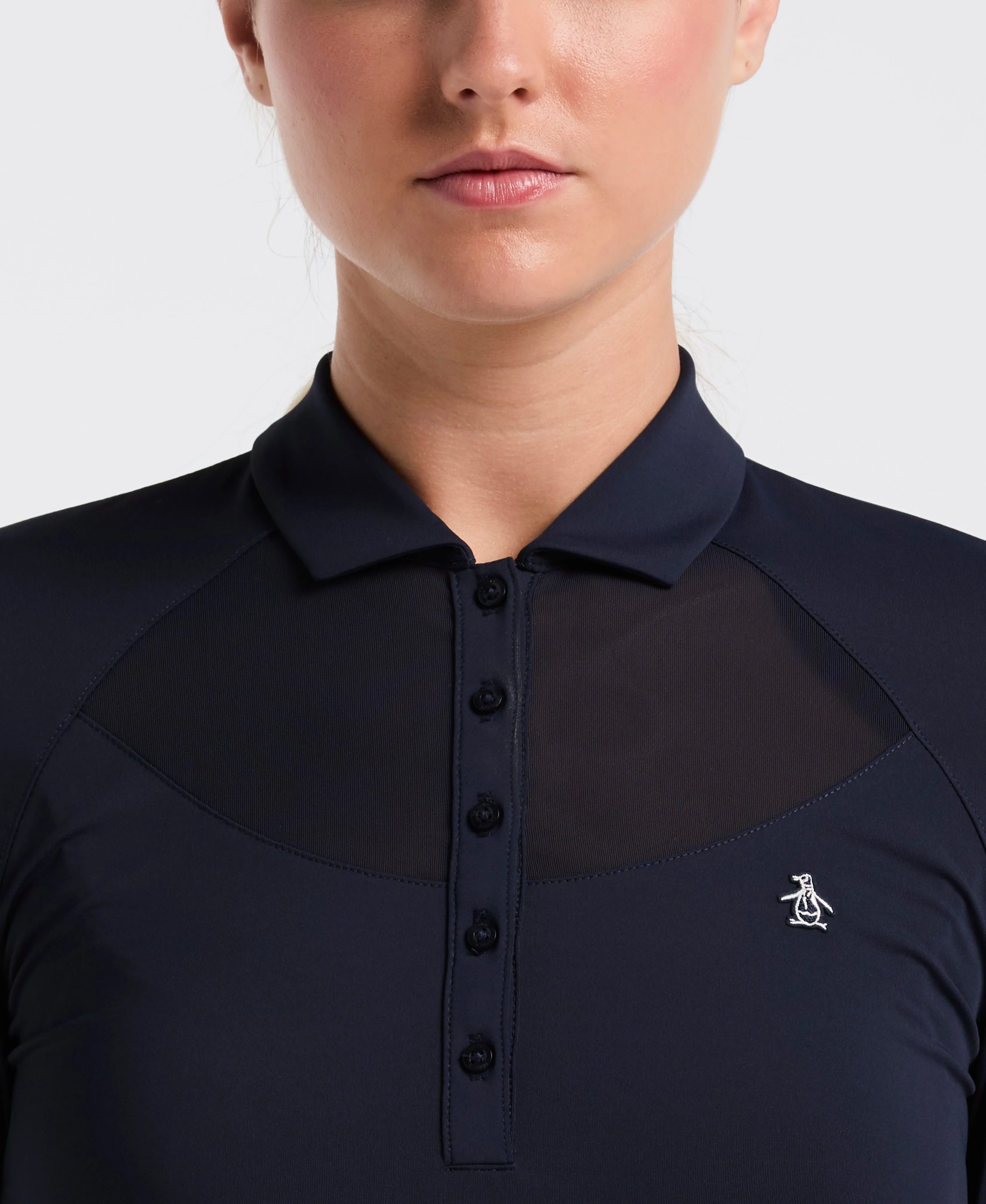 Women's Mesh Yoke Long Sleeve Polo sold by Original Penguin product image thumbnail 2