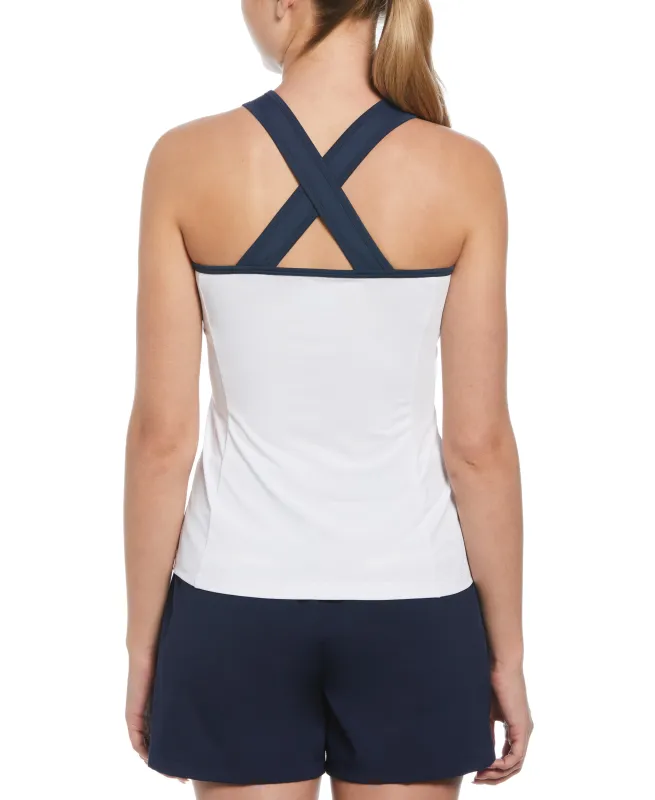 Women's Color Block Quarter Zip Tennis Tank Top sold by Original Penguin