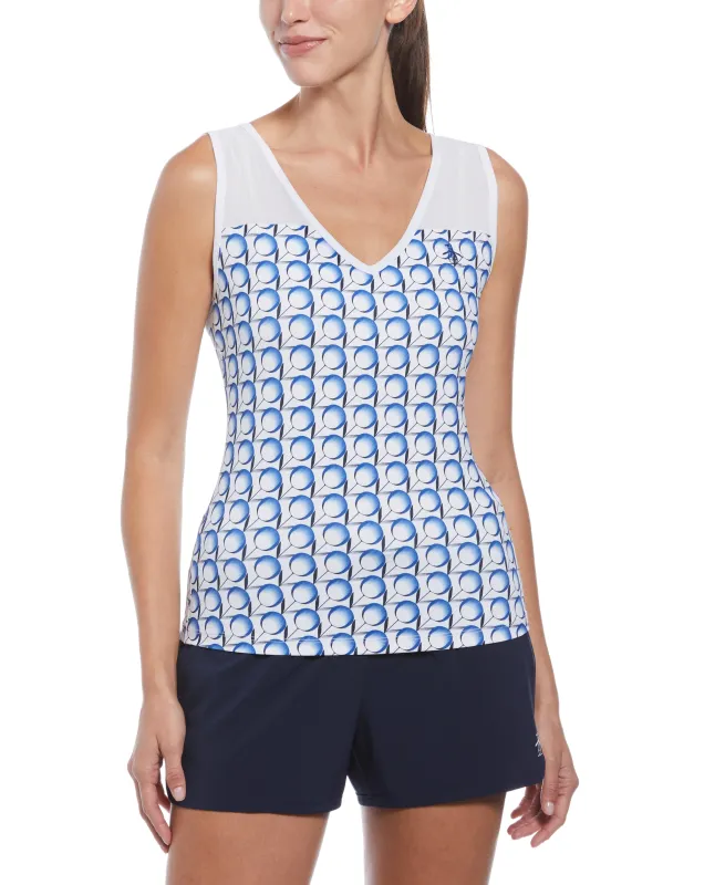 Women's Tennis Print V-Neck Tank Top sold by Original Penguin