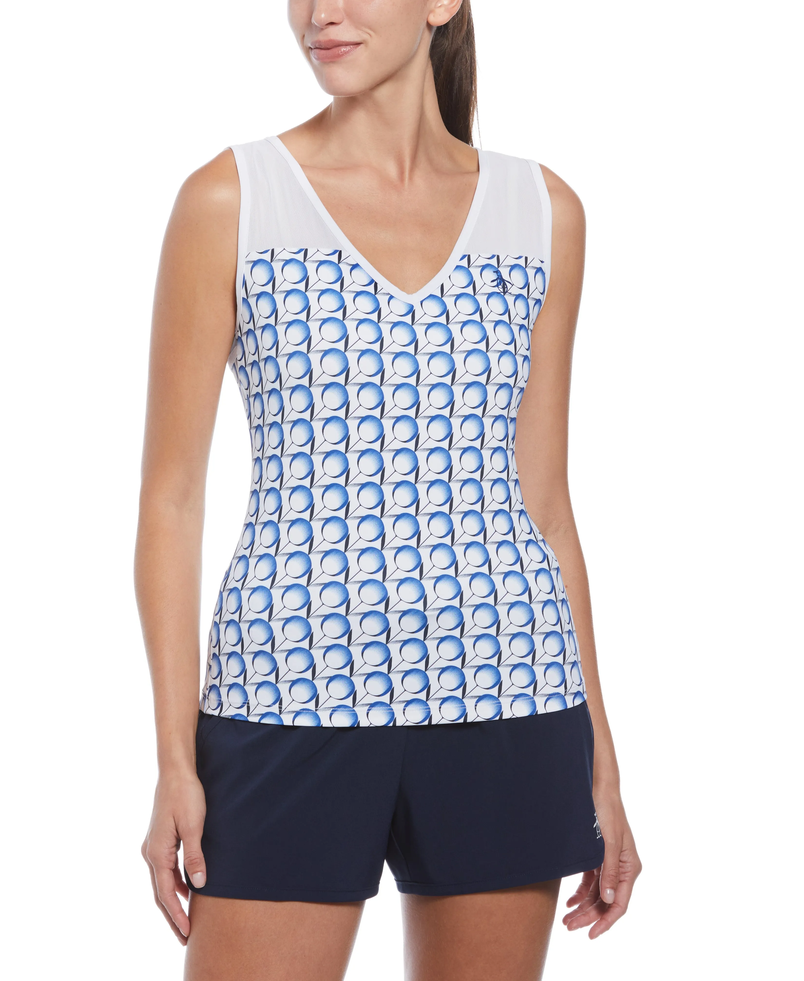 Women's Print V-Neck Tennis Tank Top sold by Original Penguin
