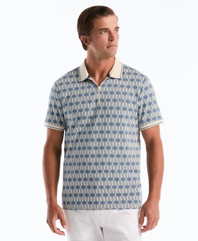 Jacquard Deco Quarter Zip Polo sold by Original Penguin