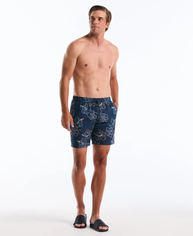 7" Hibiscus Flower Print Swim Short sold by Original Penguin