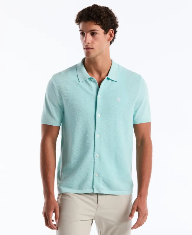 Honeycomb Button-Front Sweater Polo sold by Original Penguin