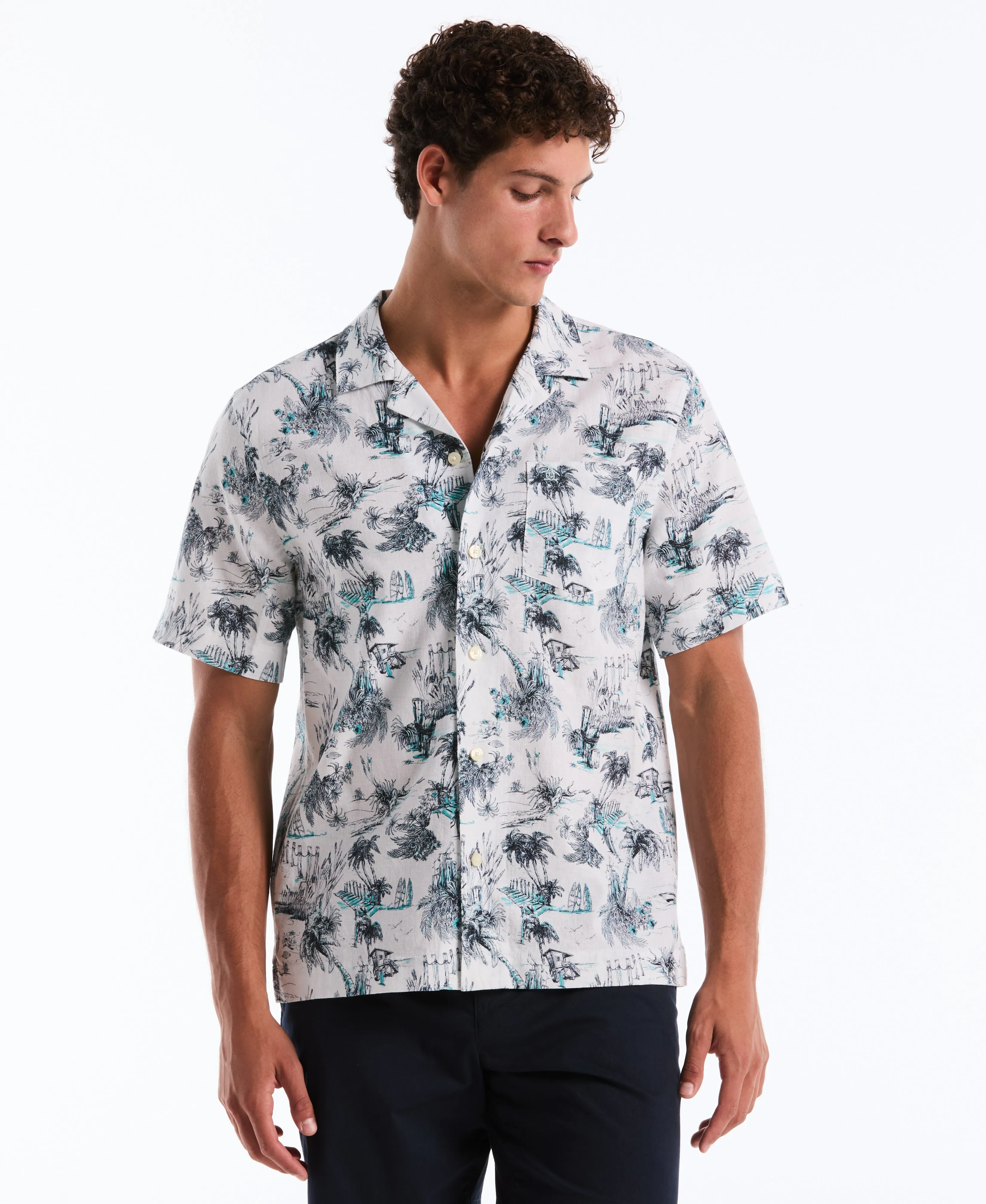 Linen Blend Beach Camp Shirt sold by Original Penguin