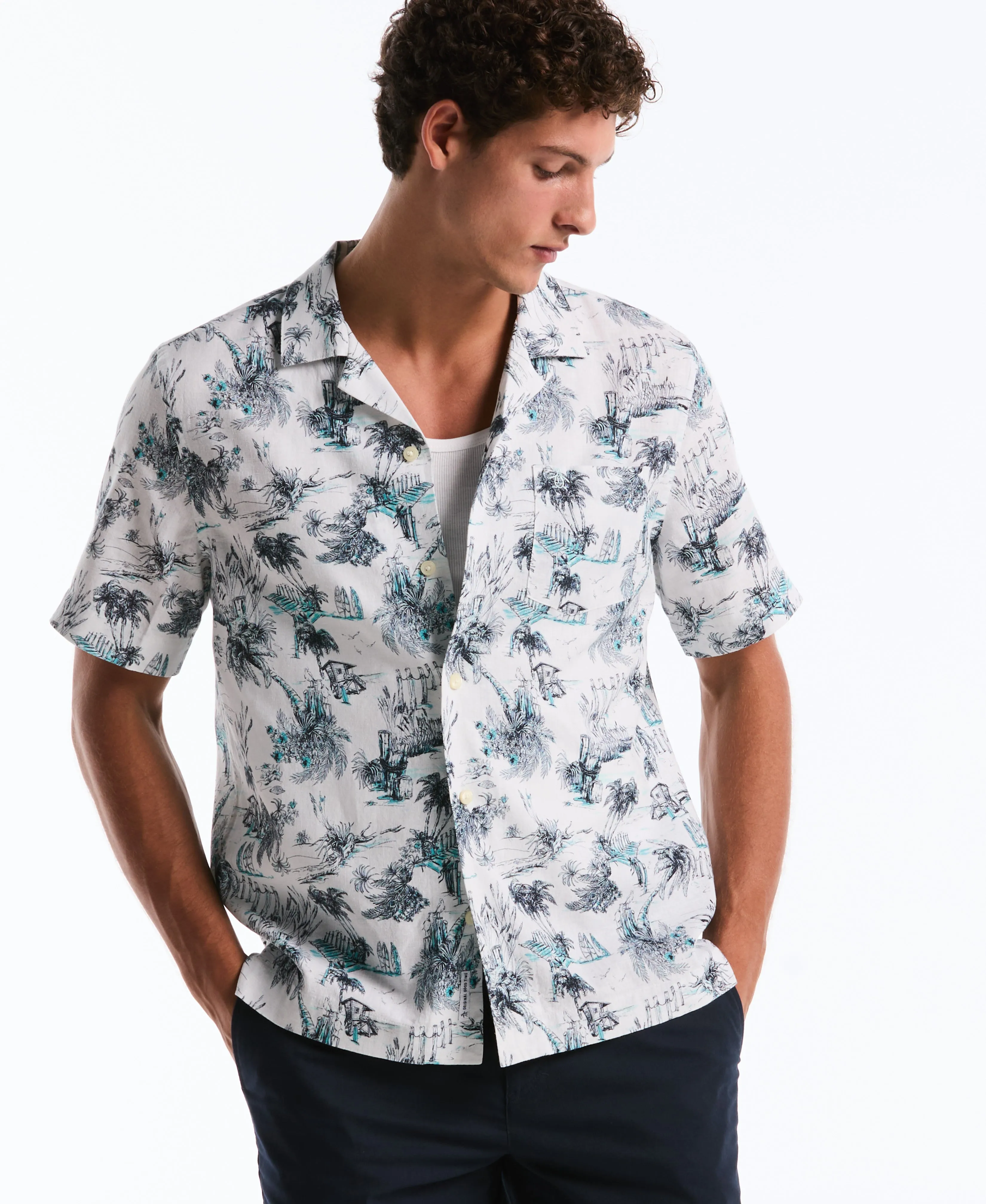Linen Blend Beach Camp Shirt sold by Original Penguin product image thumbnail 4