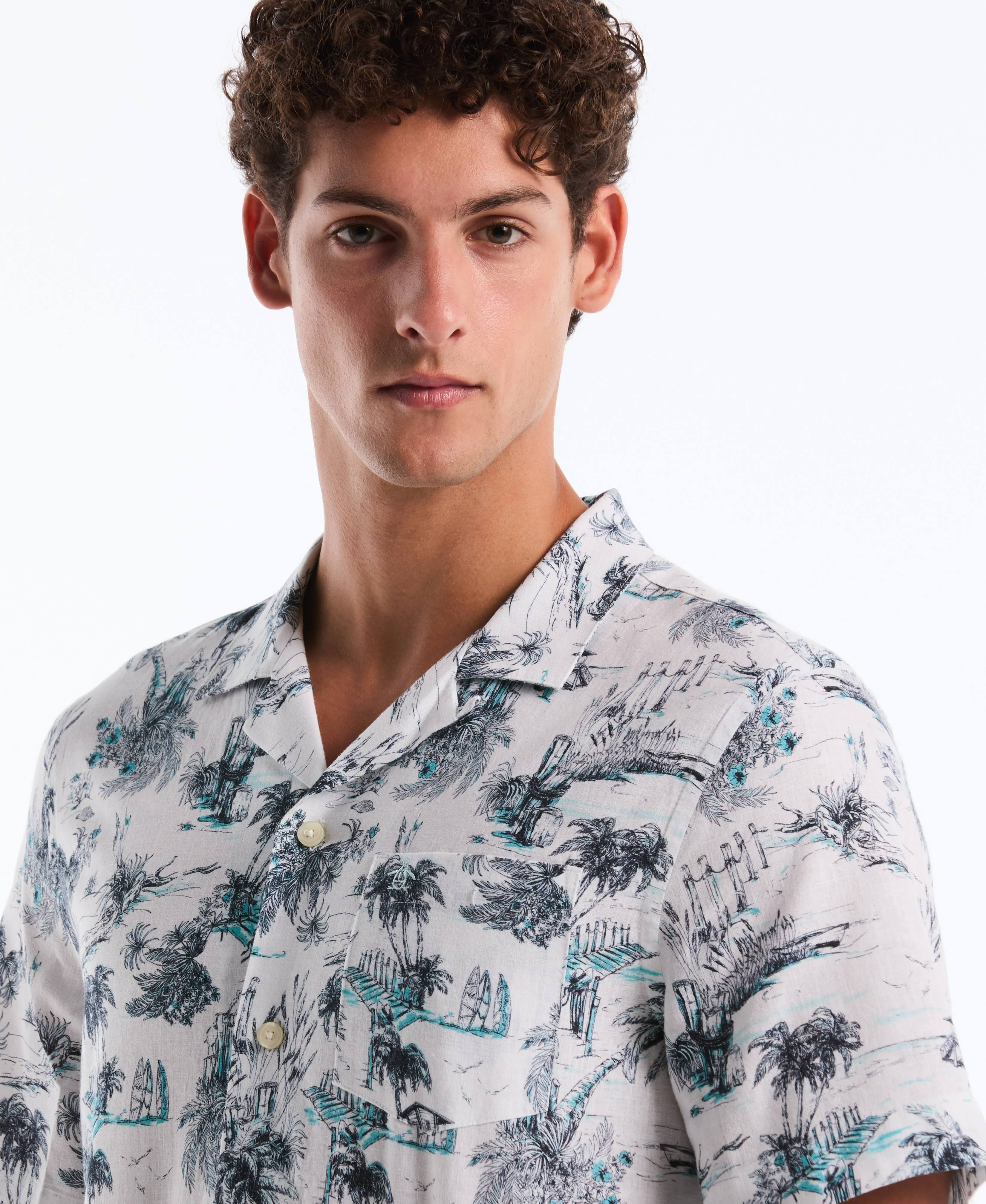 Linen Blend Beach Camp Shirt sold by Original Penguin product image thumbnail 3