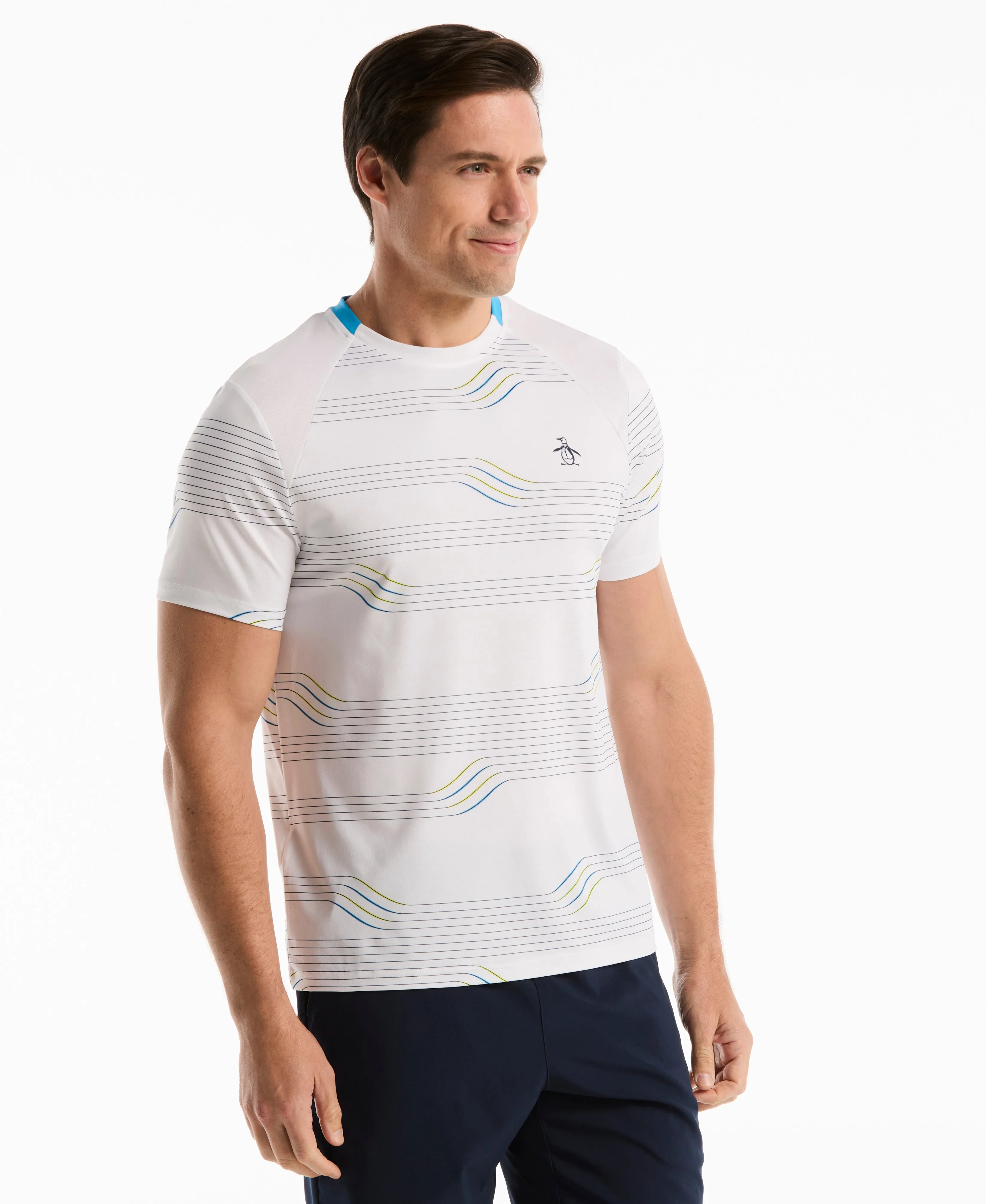 Linear Blocked Tennis Crew Tee sold by Original Penguin