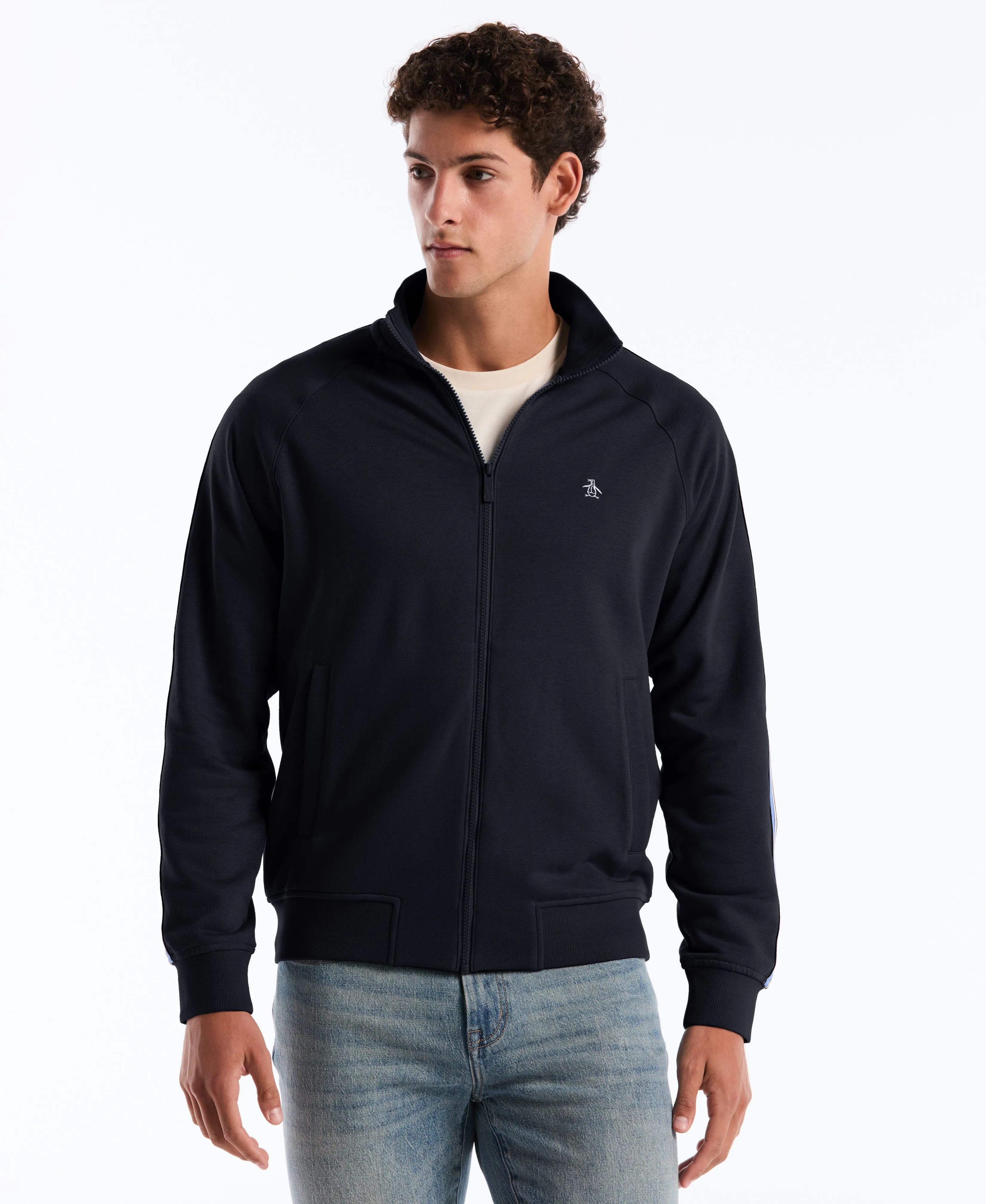 Striped Tape Fleece Track Jacket sold by Original Penguin