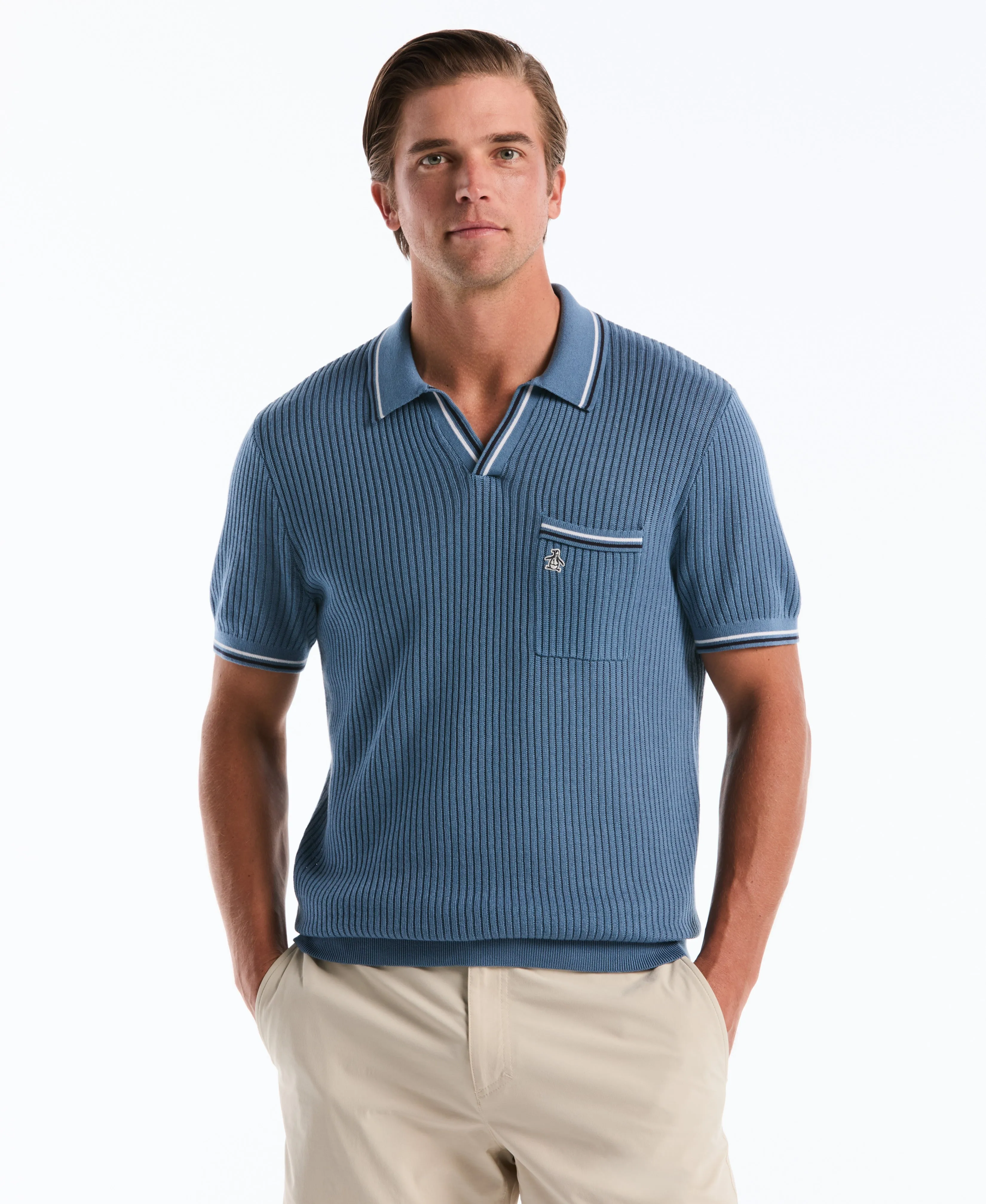 Cotton Ribbed Johnny Sweater Polo sold by Original Penguin