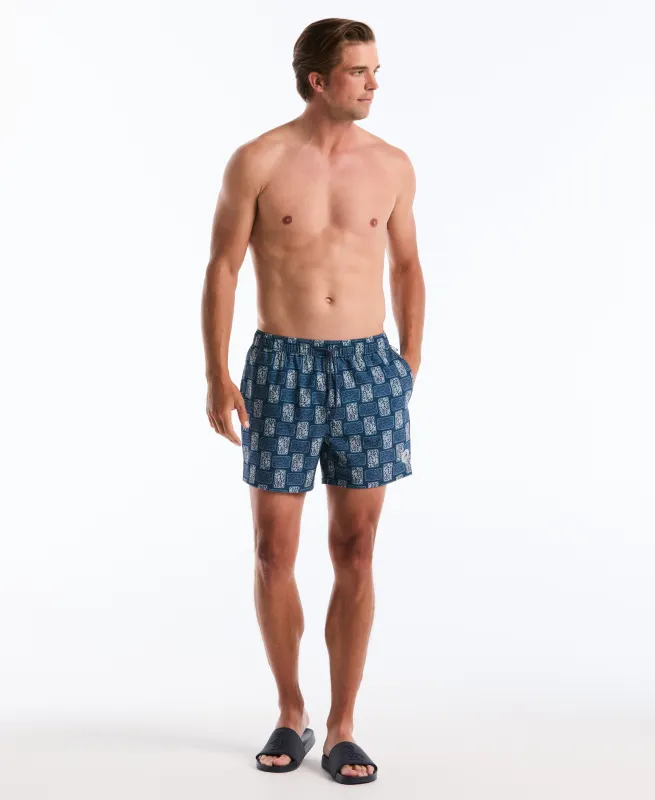 5" Flower Block Print Swim Short sold by Original Penguin