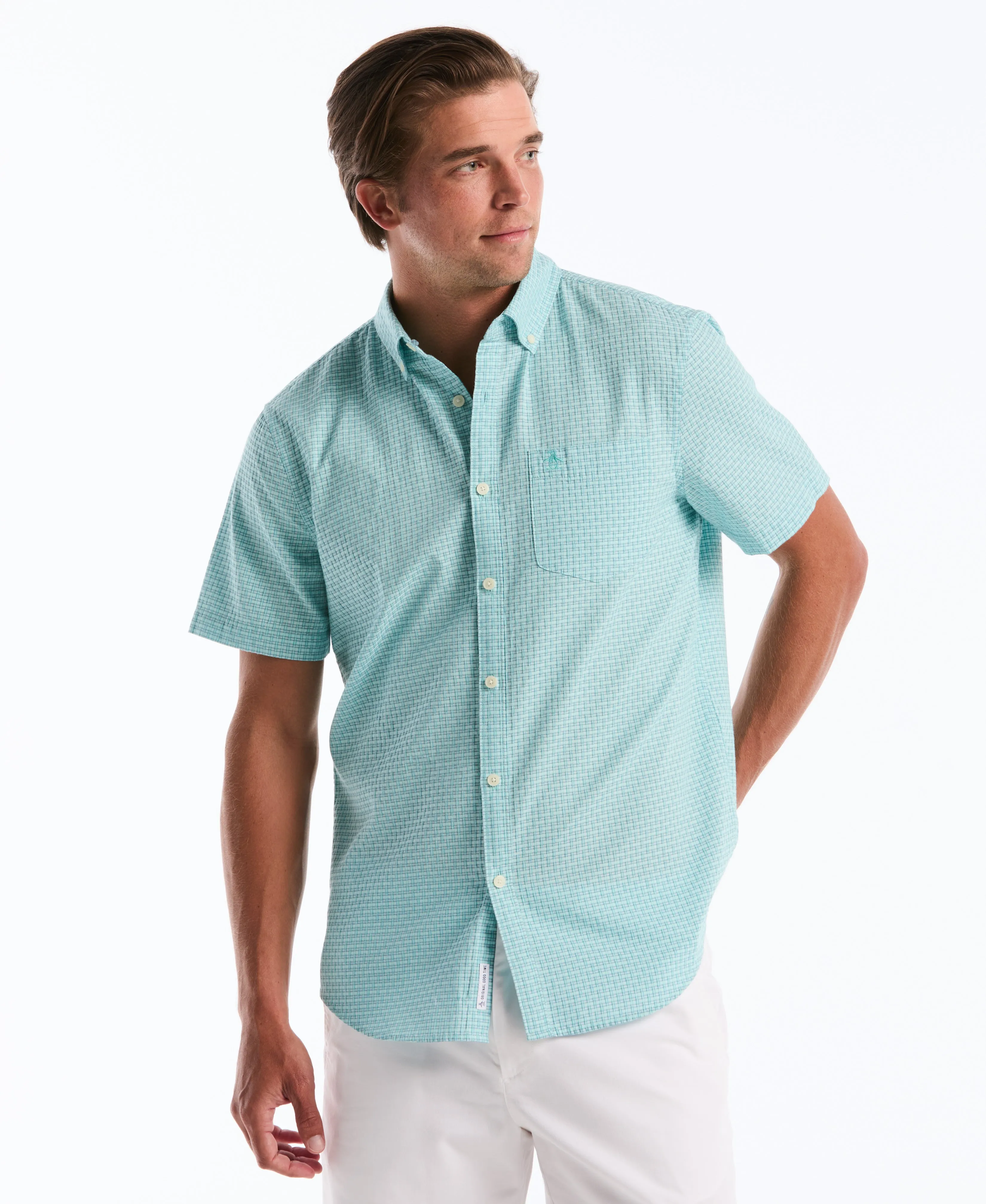 Dobby Striped Plaid Novelty Shirt sold by Original Penguin