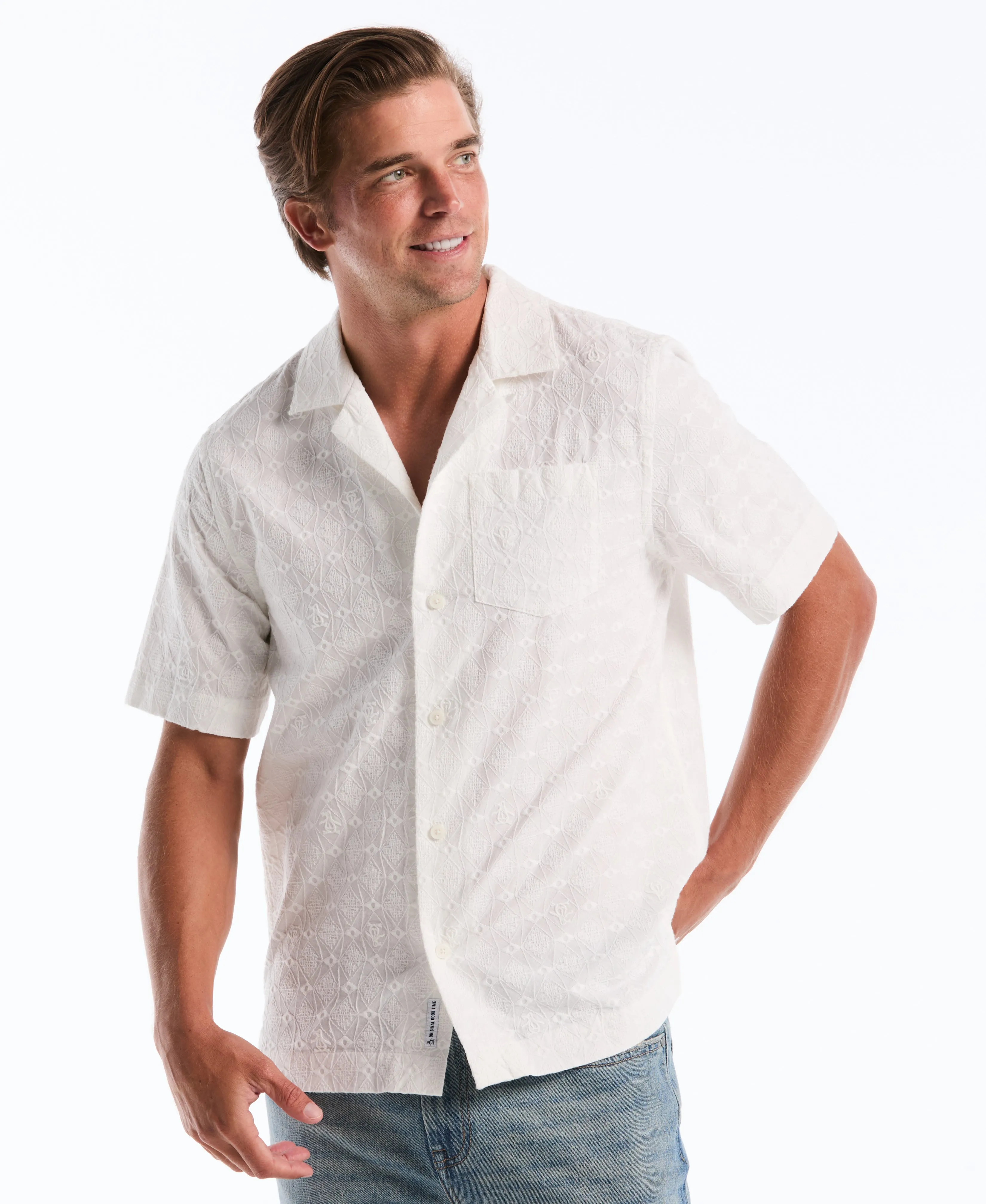 Novelty Embroidered Pocket Camp Shirt sold by Original Penguin