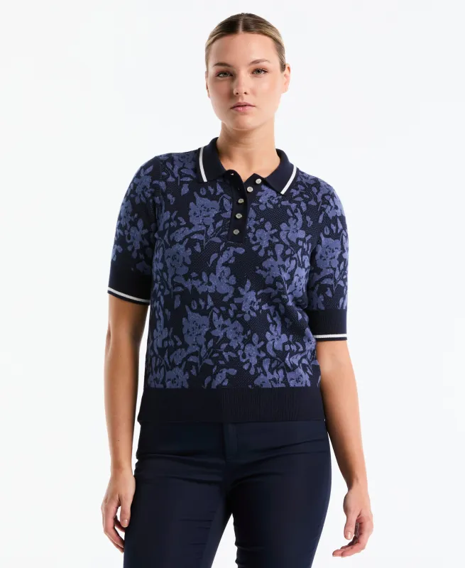Women's Botanical Jacquard Golf Sweater Polo made by Original Penguin