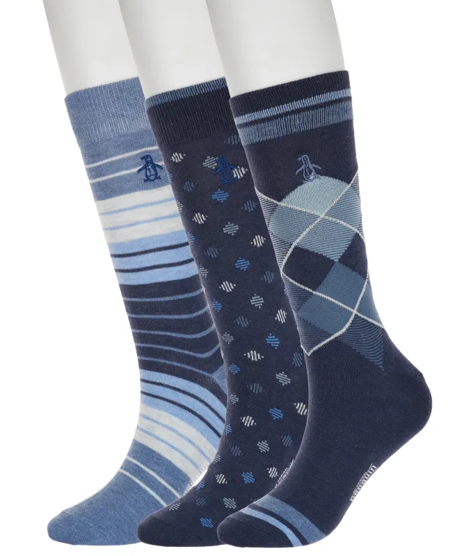 3 Pack Henley Lined Diamond Sock made by Original Penguin