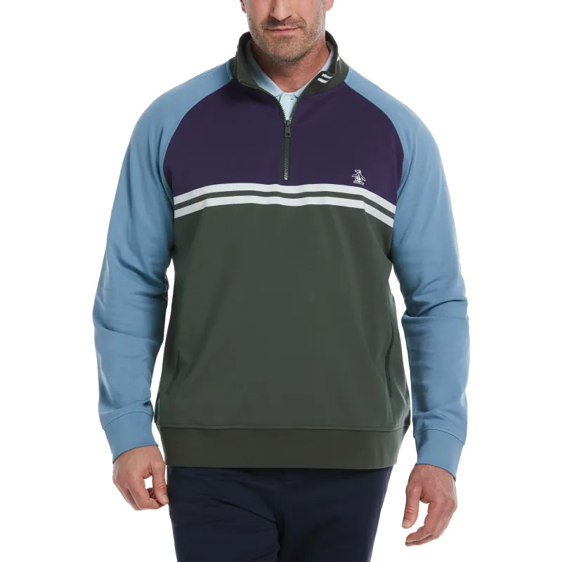 Big & Tall Quarter Zip Color Block Jacket made by Original Penguin