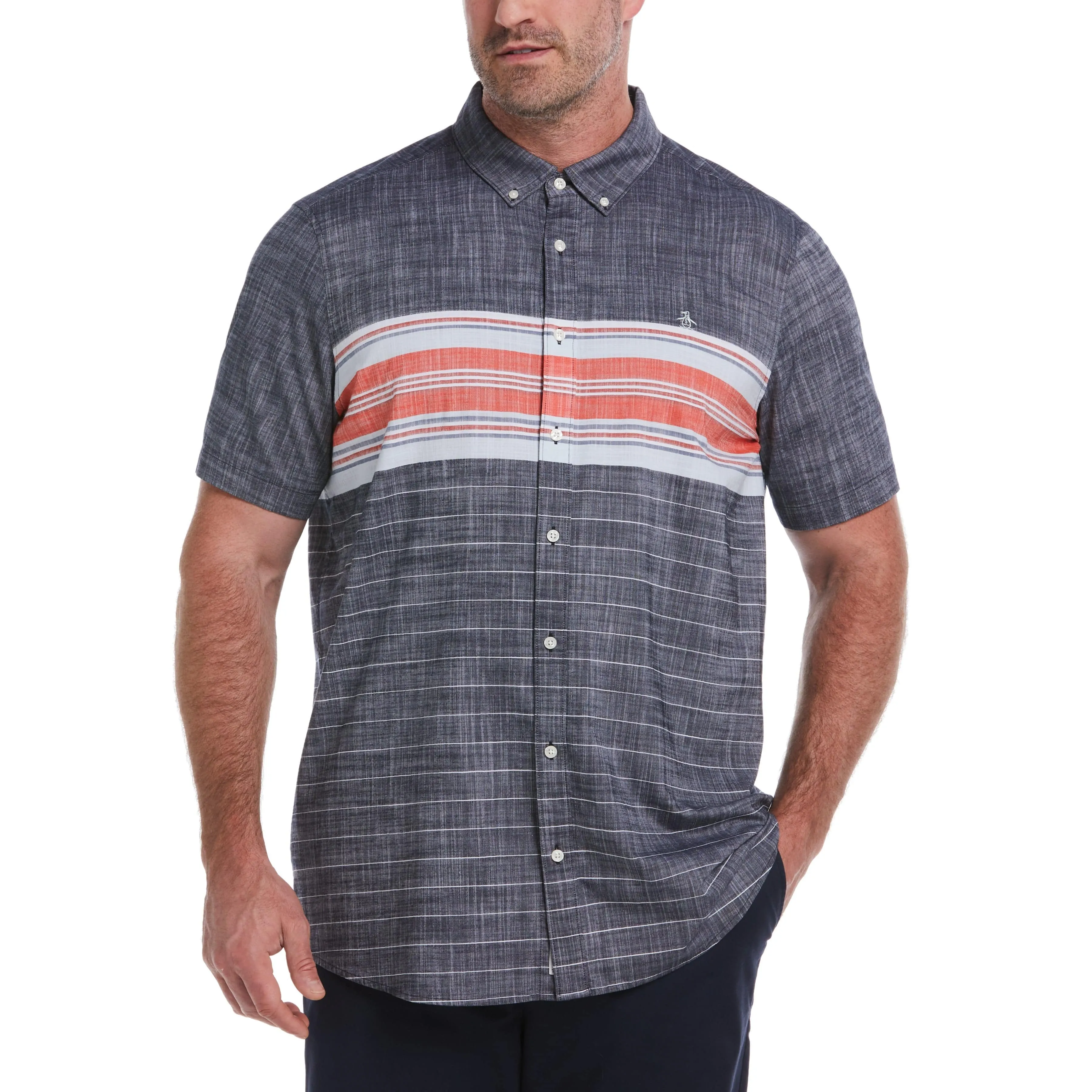 Big & Tall Engineered Chest Stripe Shirt sold by Original Penguin