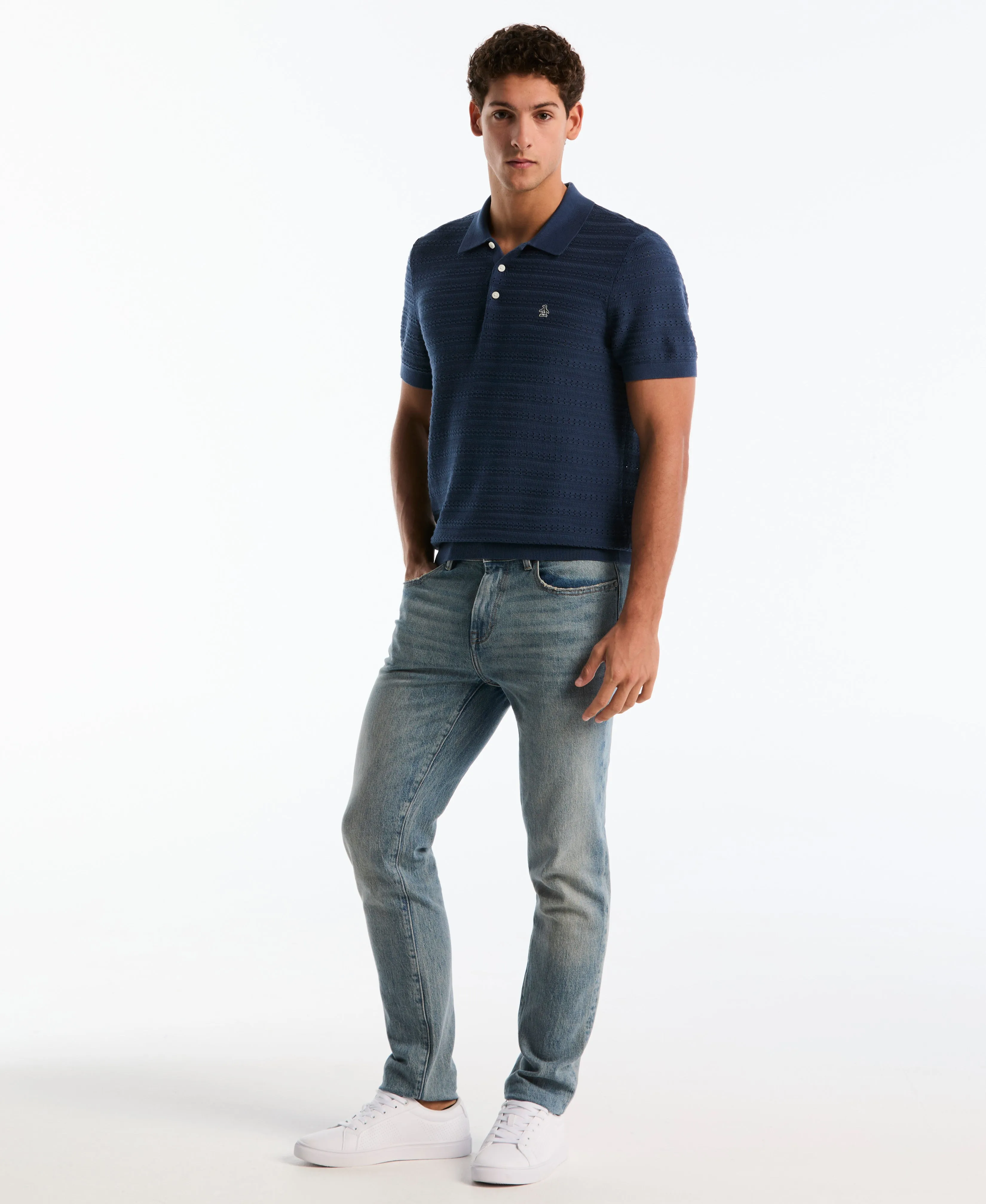 Jacquard Pointelle Sweater Polo sold by Original Penguin product image thumbnail 4