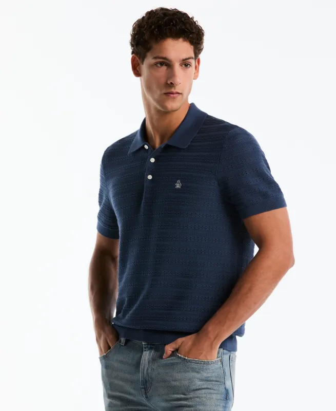 Jacquard Pointelle Sweater Polo made by Original Penguin