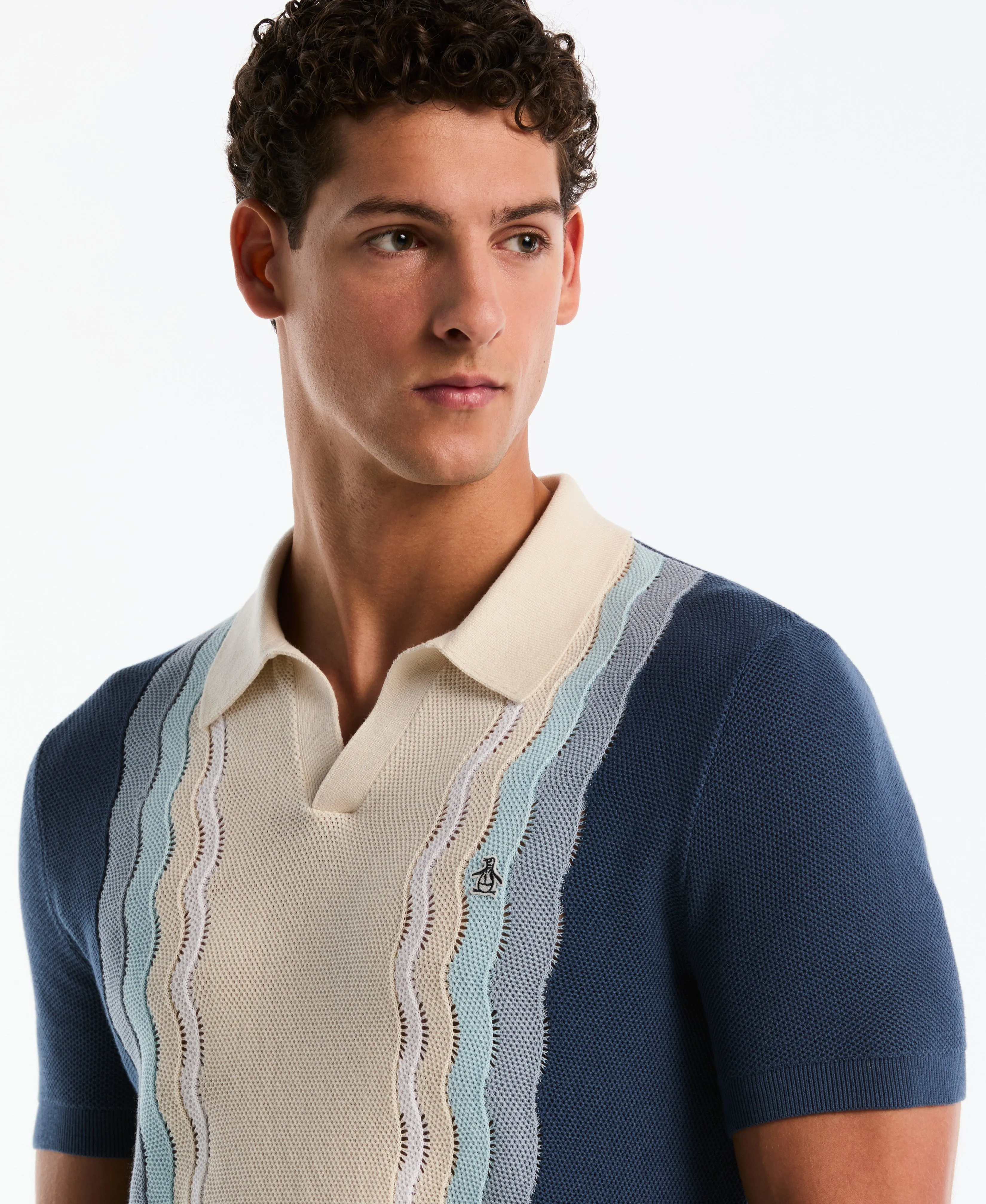 Mesh Striped Johnny Collar Sweater Polo sold by Original Penguin product image thumbnail 3